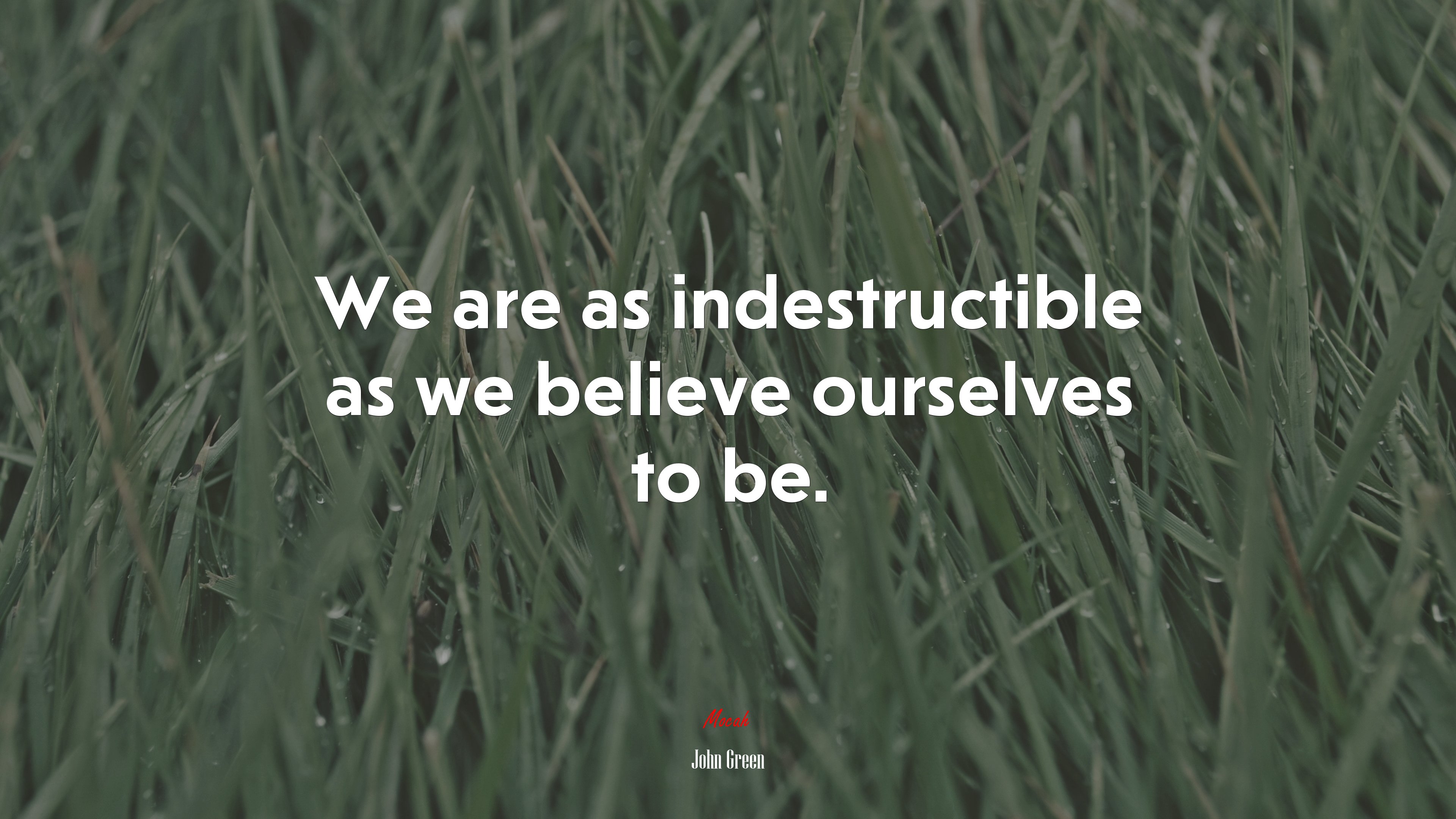 We are as indestructible as we believe ourselves to be. | John Green quote HD Wallpaper