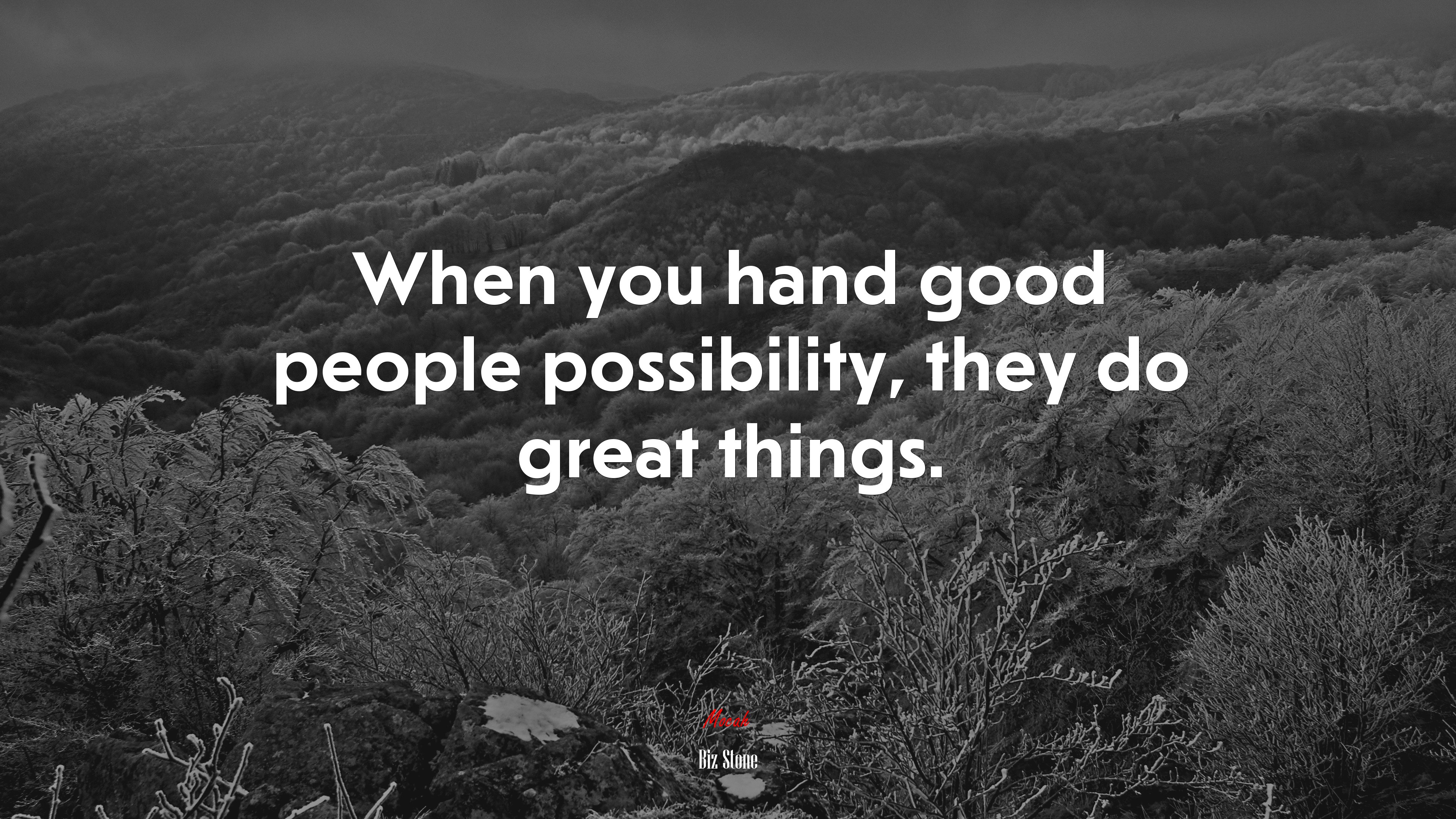 When you hand good people possibility, they do great things. | Biz Stone quote HD Wallpaper