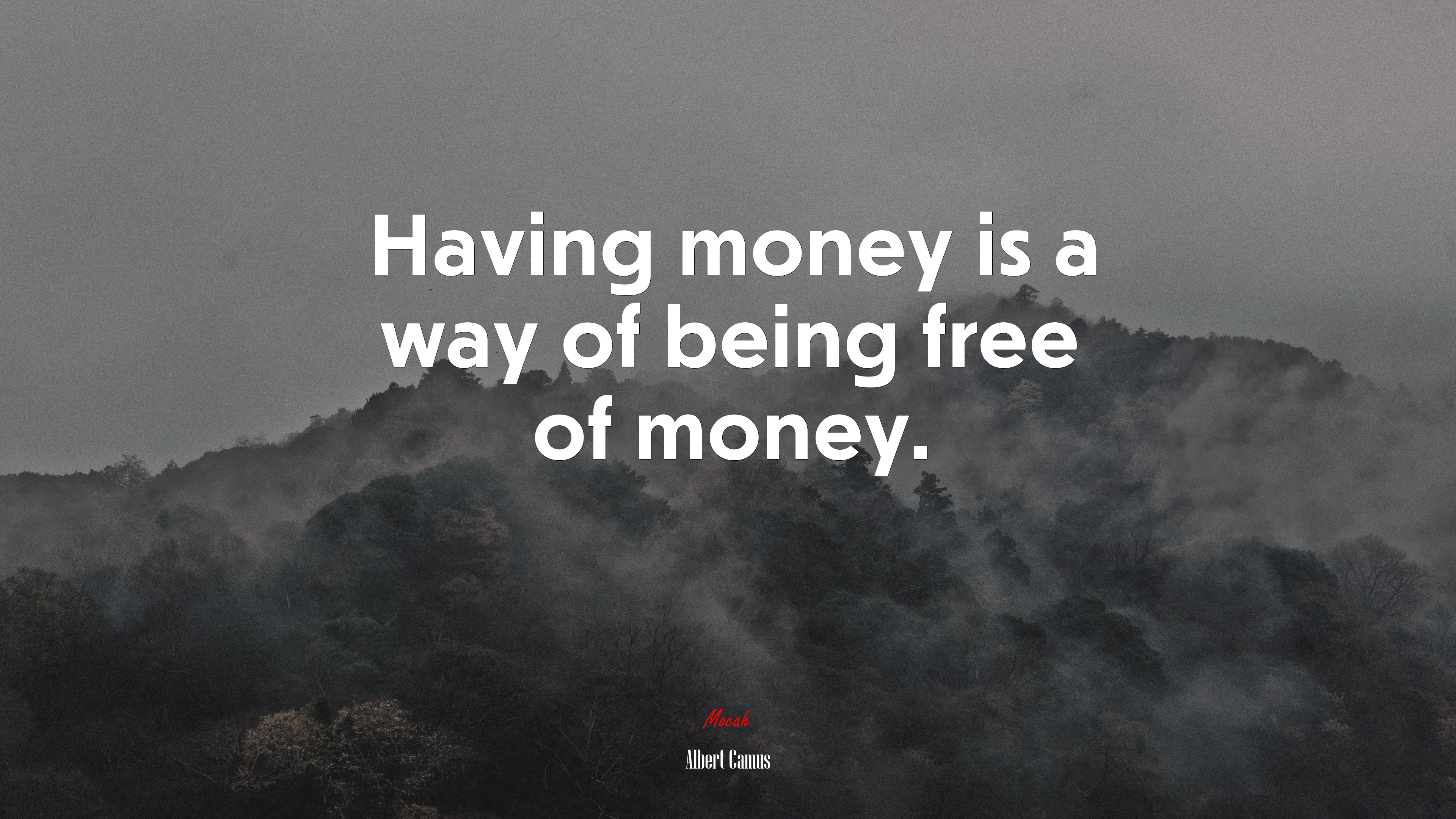 Having money is a way of being free of money. | Albert Camus quote HD Wallpaper