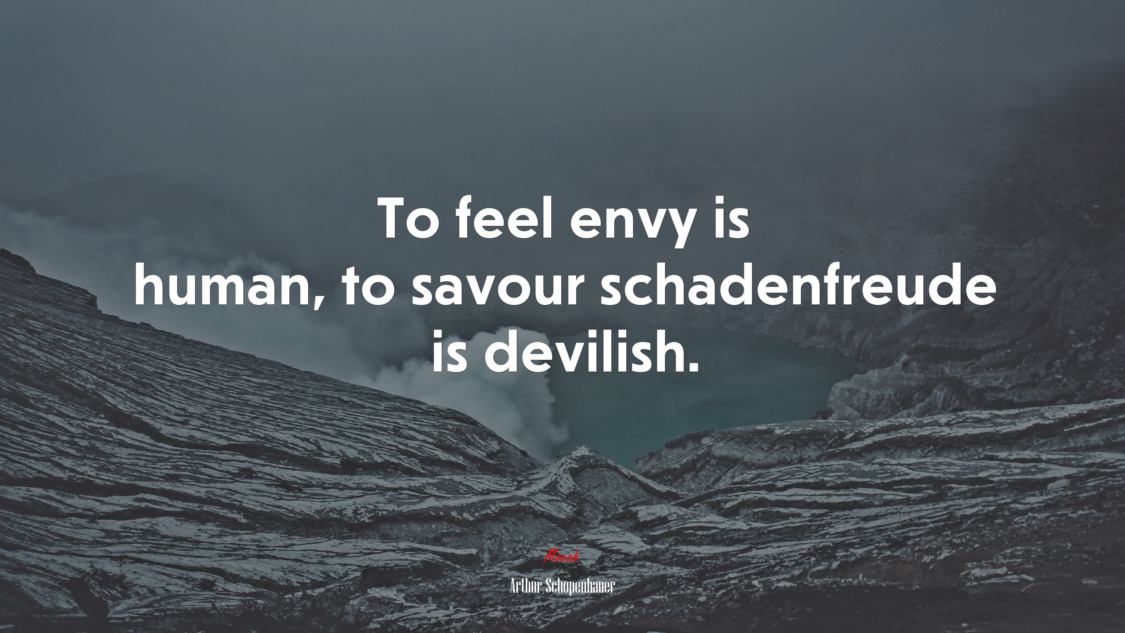 To feel envy is human, to savour schadenfreude is devilish. | Arthur Schopenhauer quote HD Wallpaper