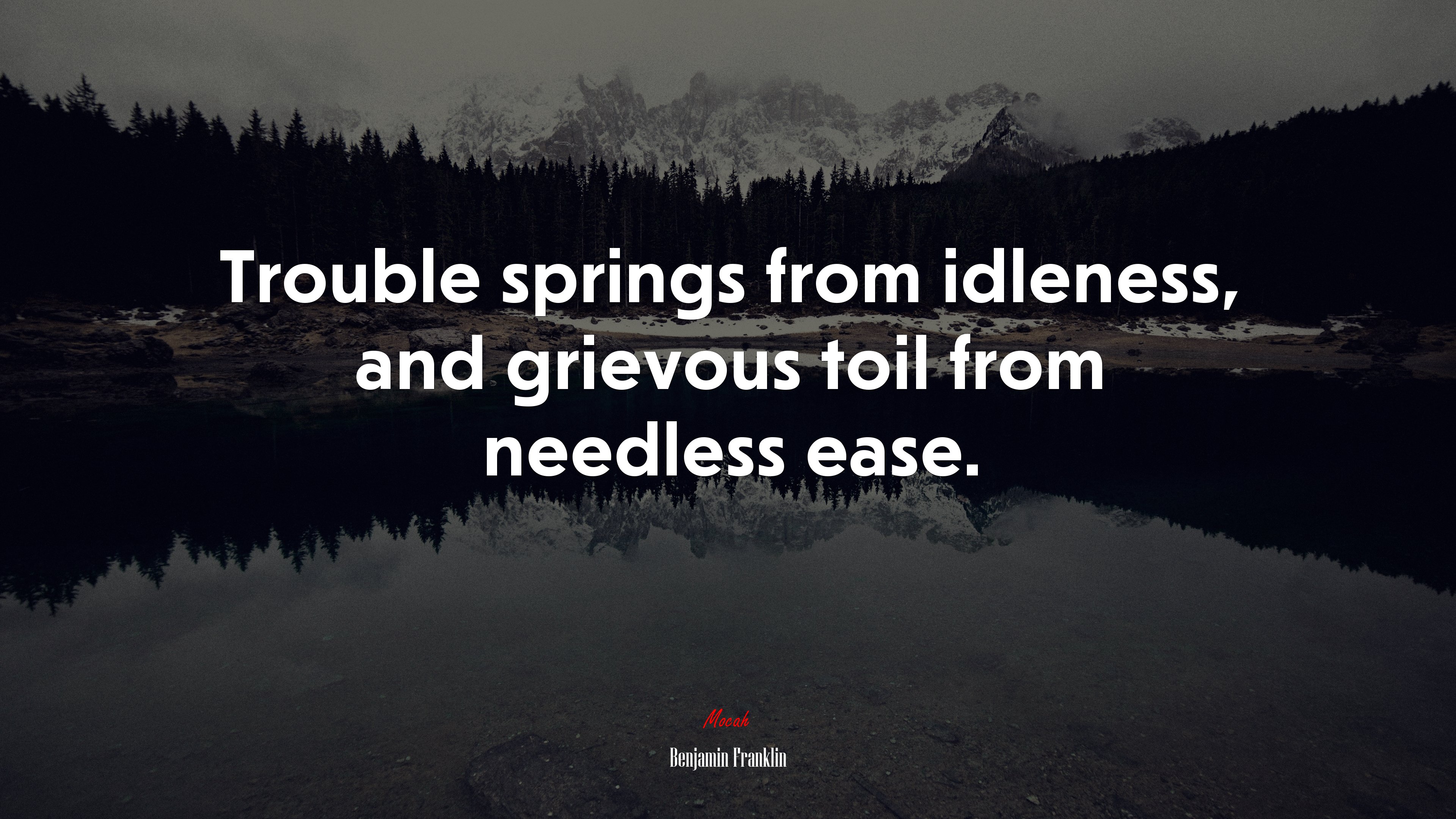 Trouble springs from idleness, and grievous toil from needless ease. | Benjamin Franklin quote HD Wallpaper