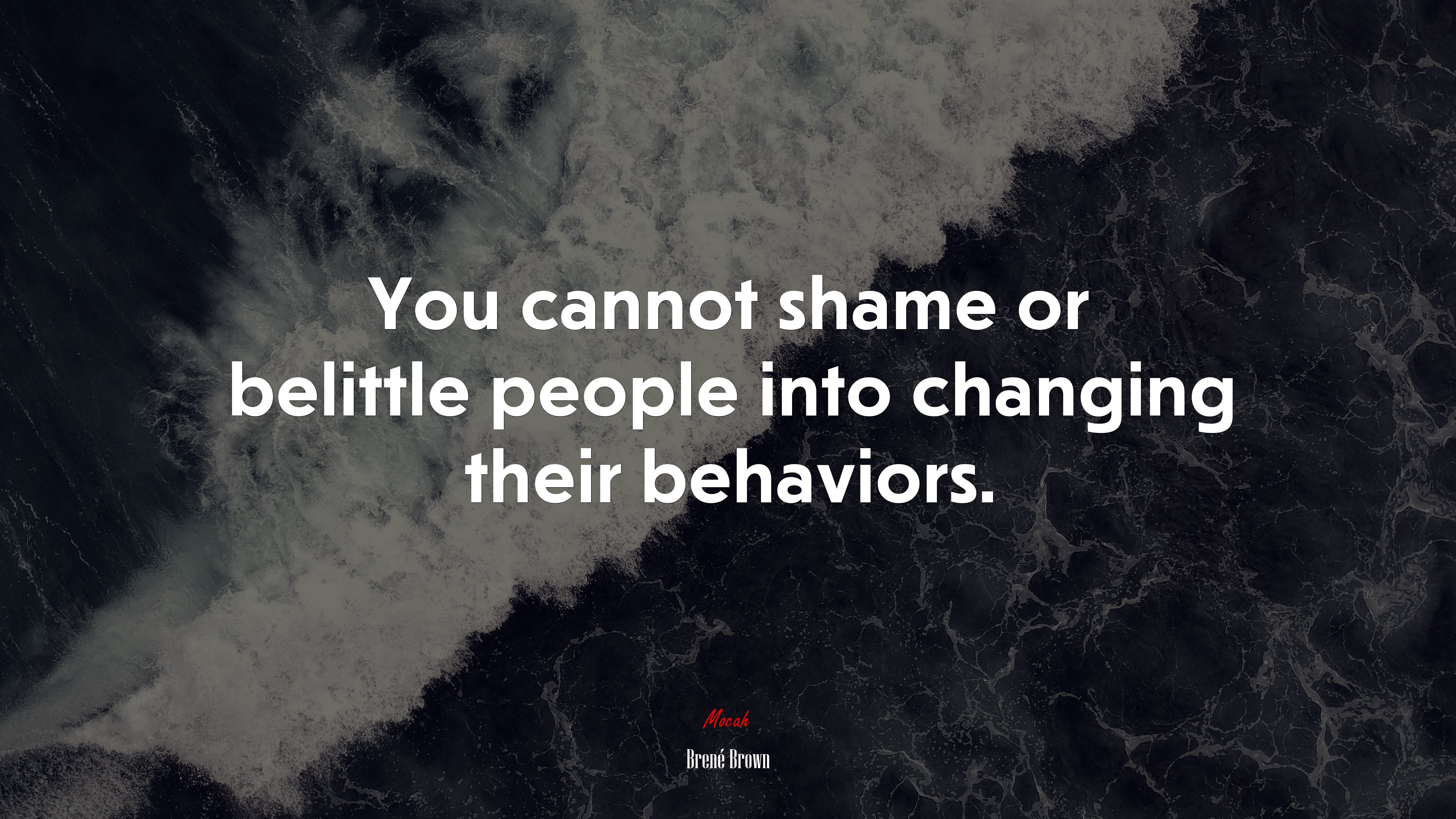 You cannot shame or belittle people into changing their behaviors. | Brené Brown quote HD Wallpaper