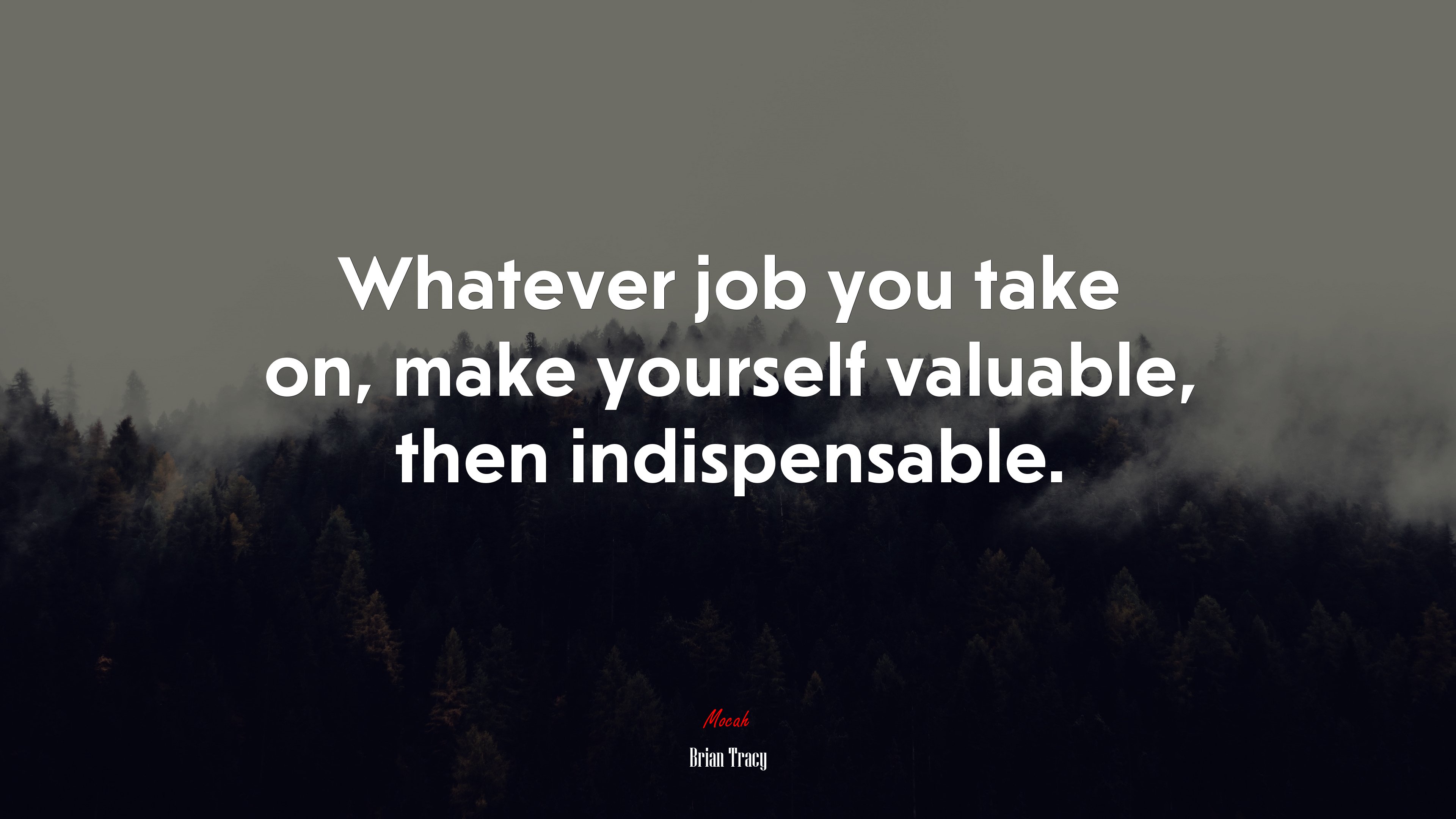 Whatever job you take on, make yourself valuable, then indispensable. | Brian Tracy quote HD Wallpaper