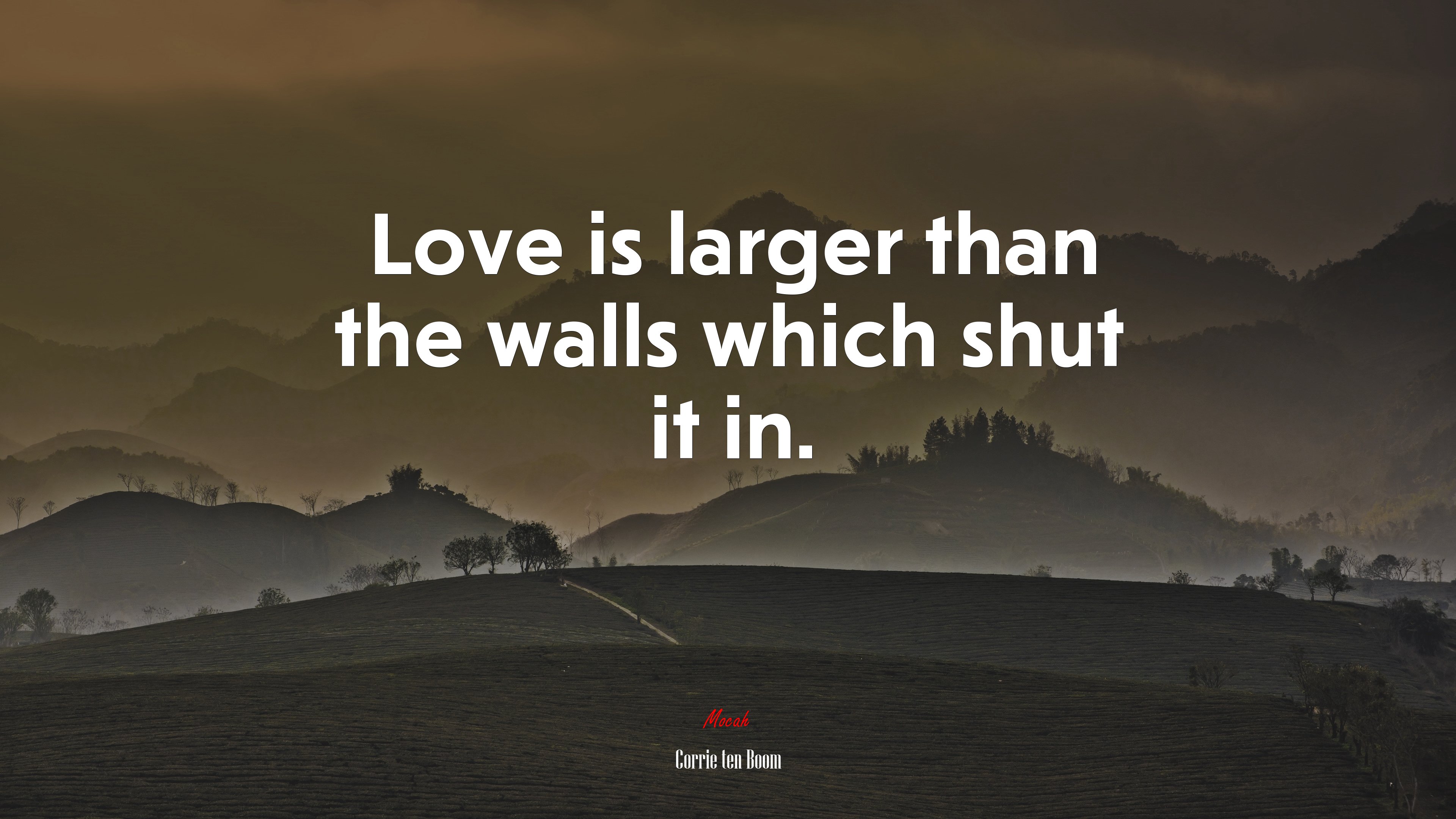 Love is larger than the walls which shut it in. | Corrie ten Boom quote HD Wallpaper