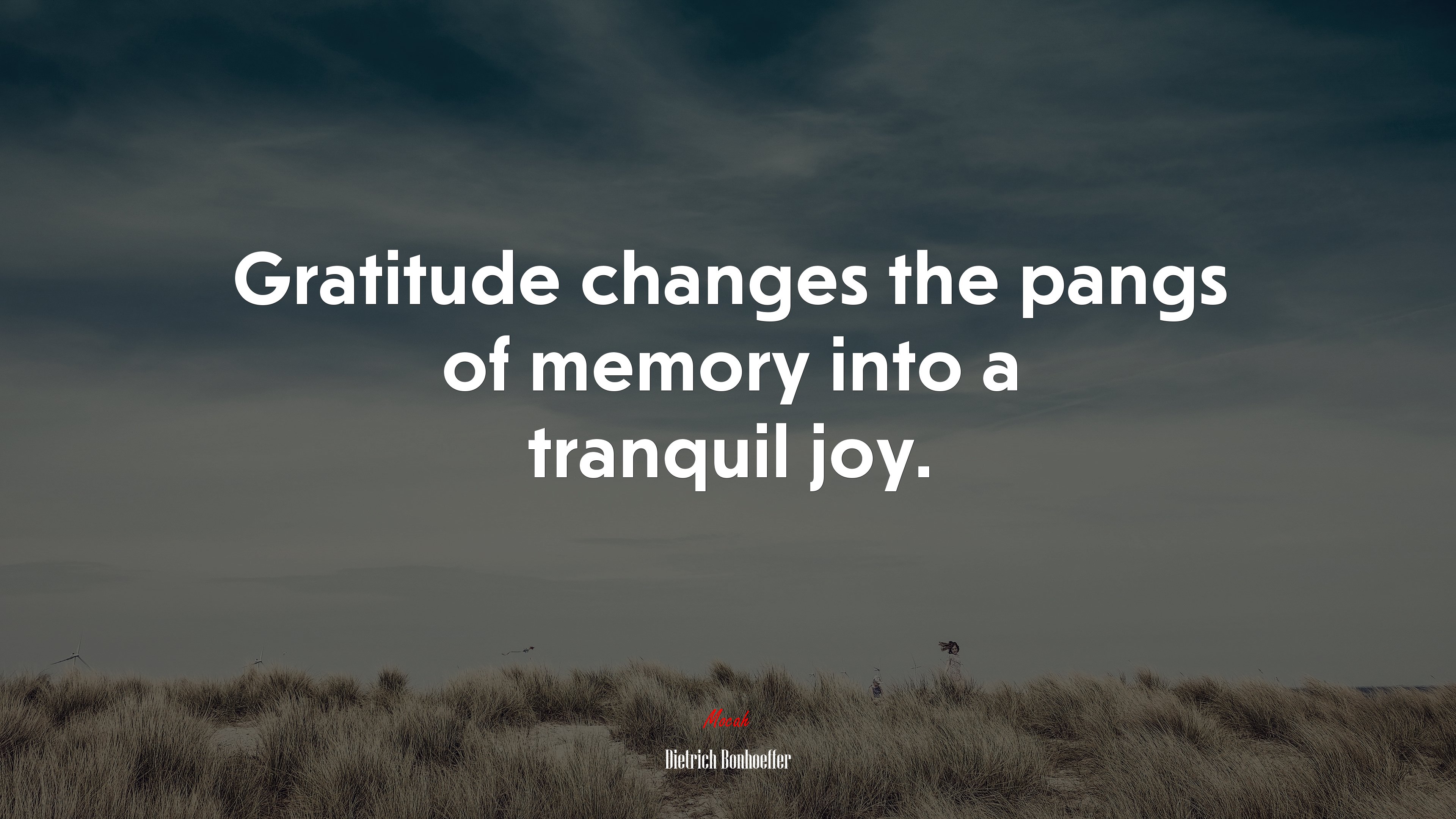 Gratitude changes the pangs of memory into a tranquil joy. | Dietrich Bonhoeffer quote HD Wallpaper
