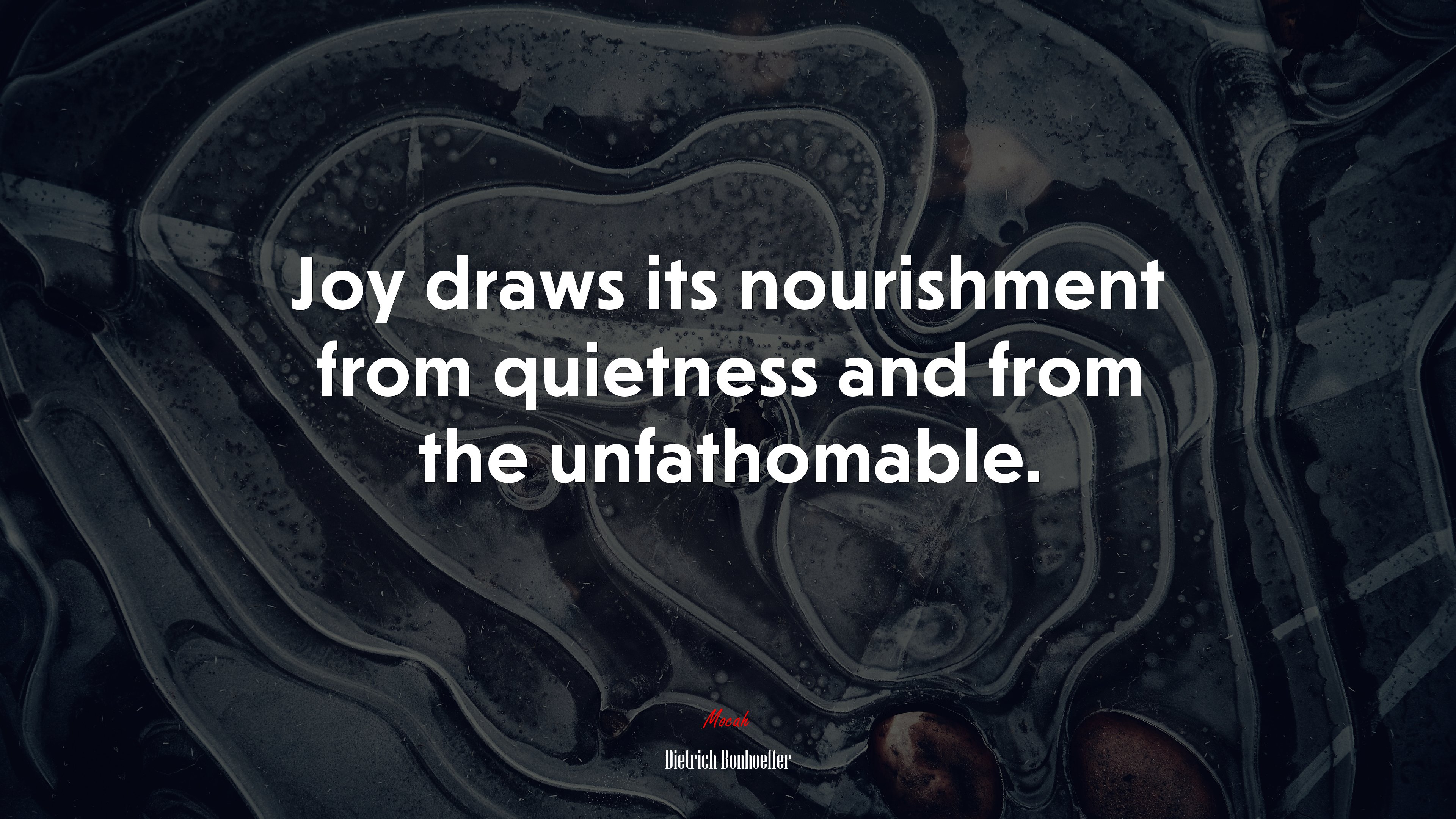 Joy draws its nourishment from quietness and from the unfathomable. | Dietrich Bonhoeffer quote HD Wallpaper