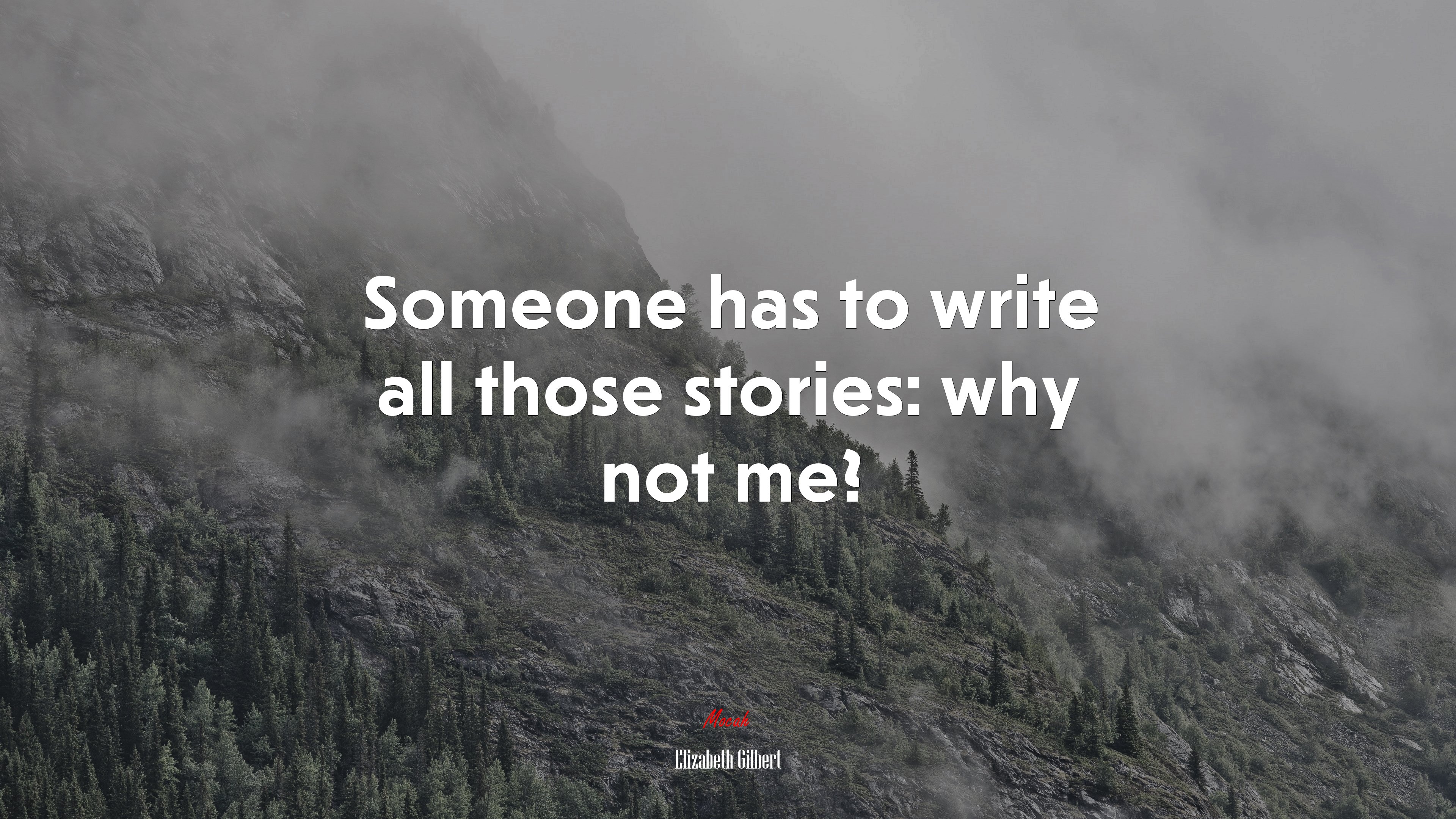 Someone has to write all those stories: why not me? | Elizabeth Gilbert quote HD Wallpaper