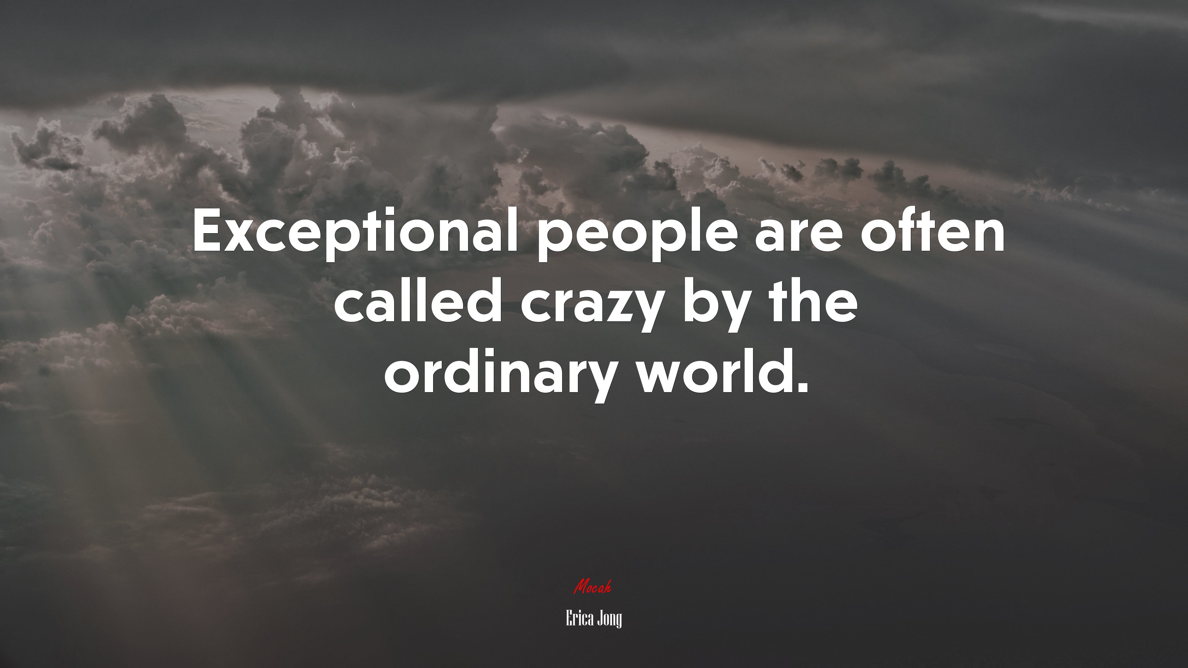 Exceptional people are often called crazy by the ordinary world. | Erica Jong quote HD Wallpaper