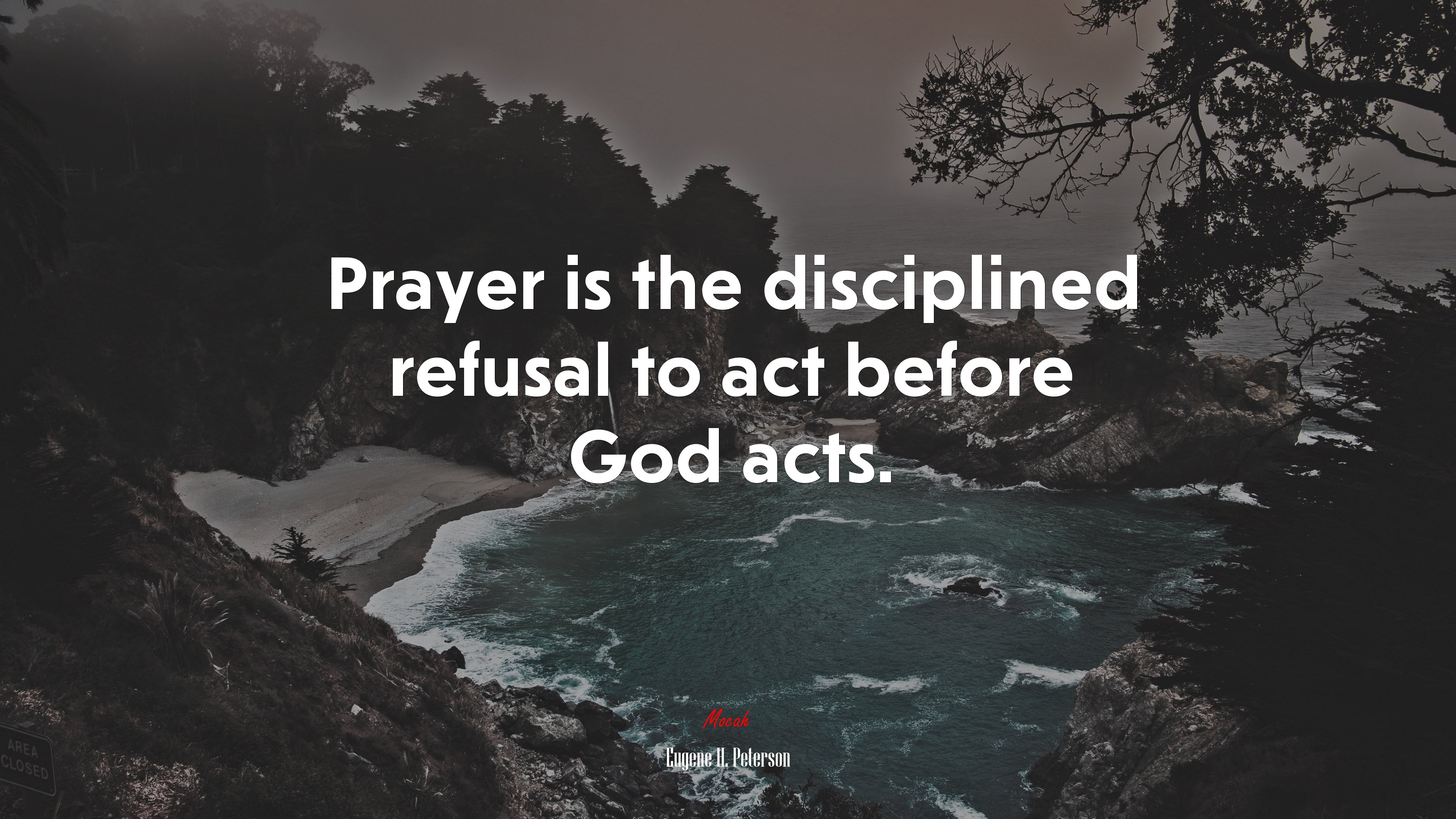 Prayer is the disciplined refusal to act before God acts. | Eugene H. Peterson quote HD Wallpaper