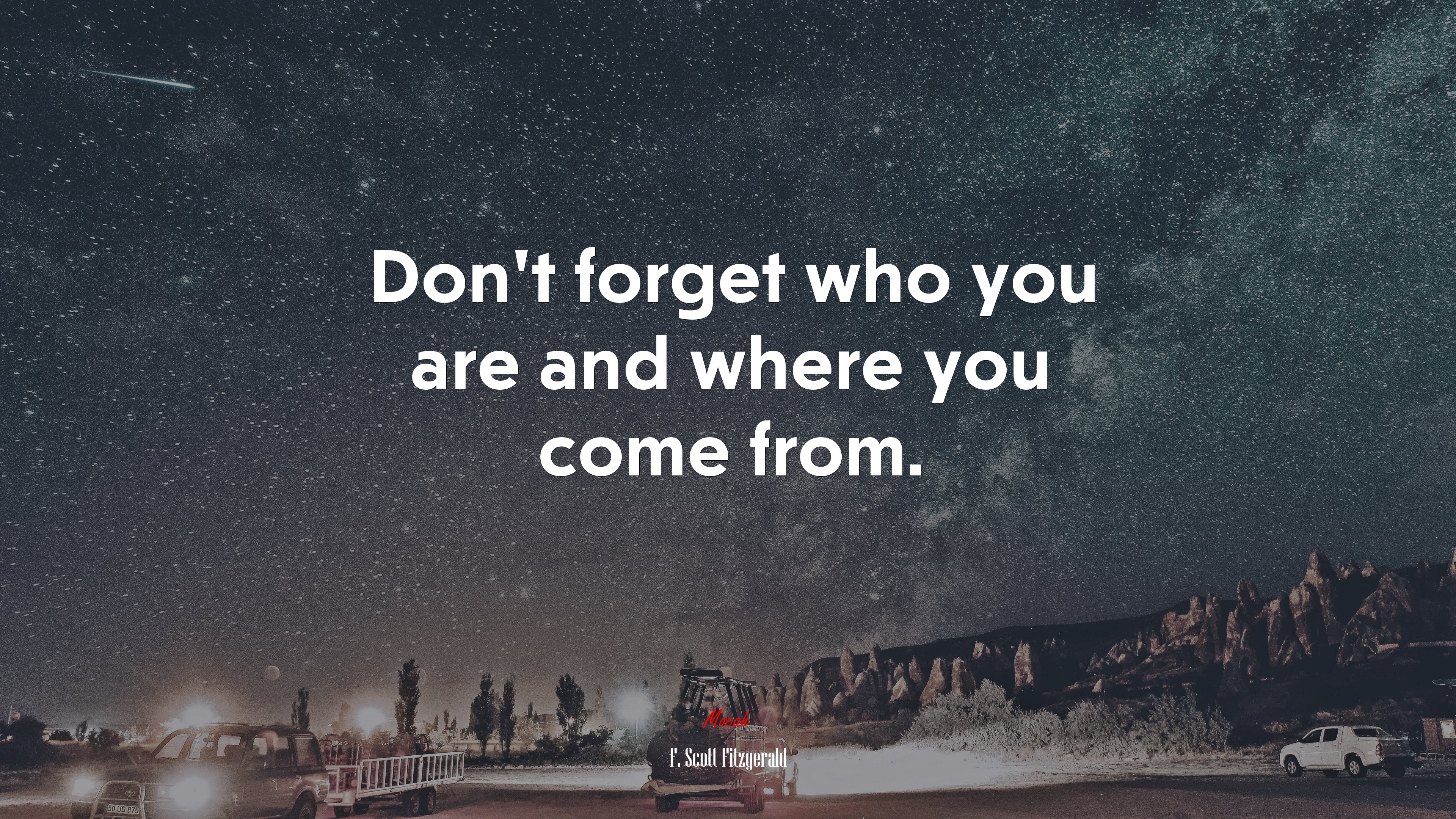 Don’t forget who you are and where you come from. | F. Scott Fitzgerald quote HD Wallpaper