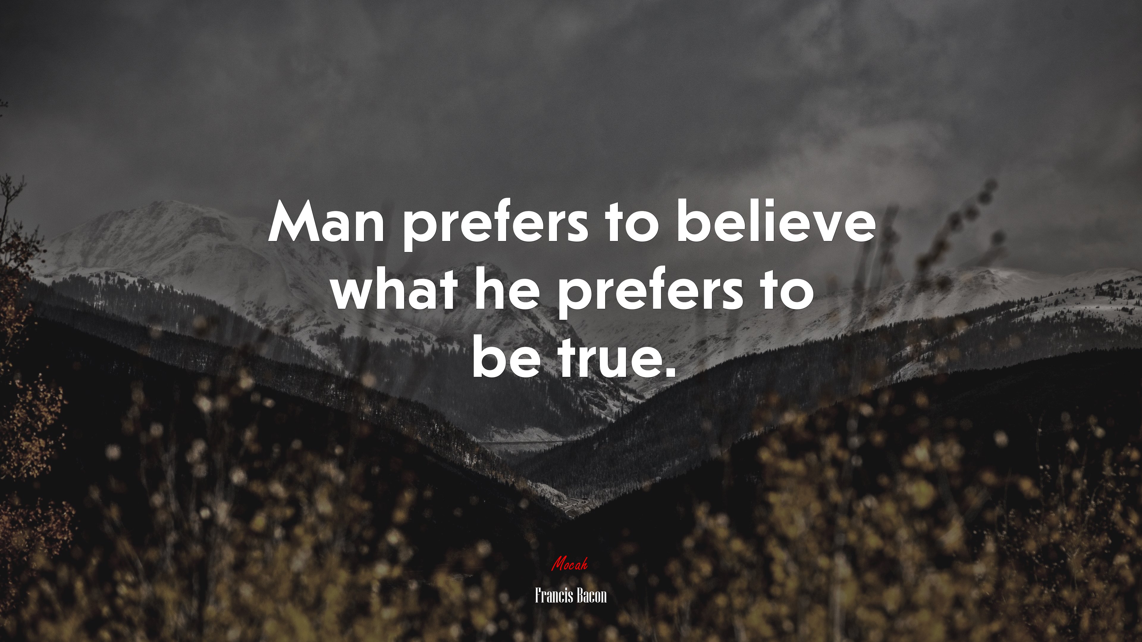 Man prefers to believe what he prefers to be true. | Francis Bacon quote HD Wallpaper