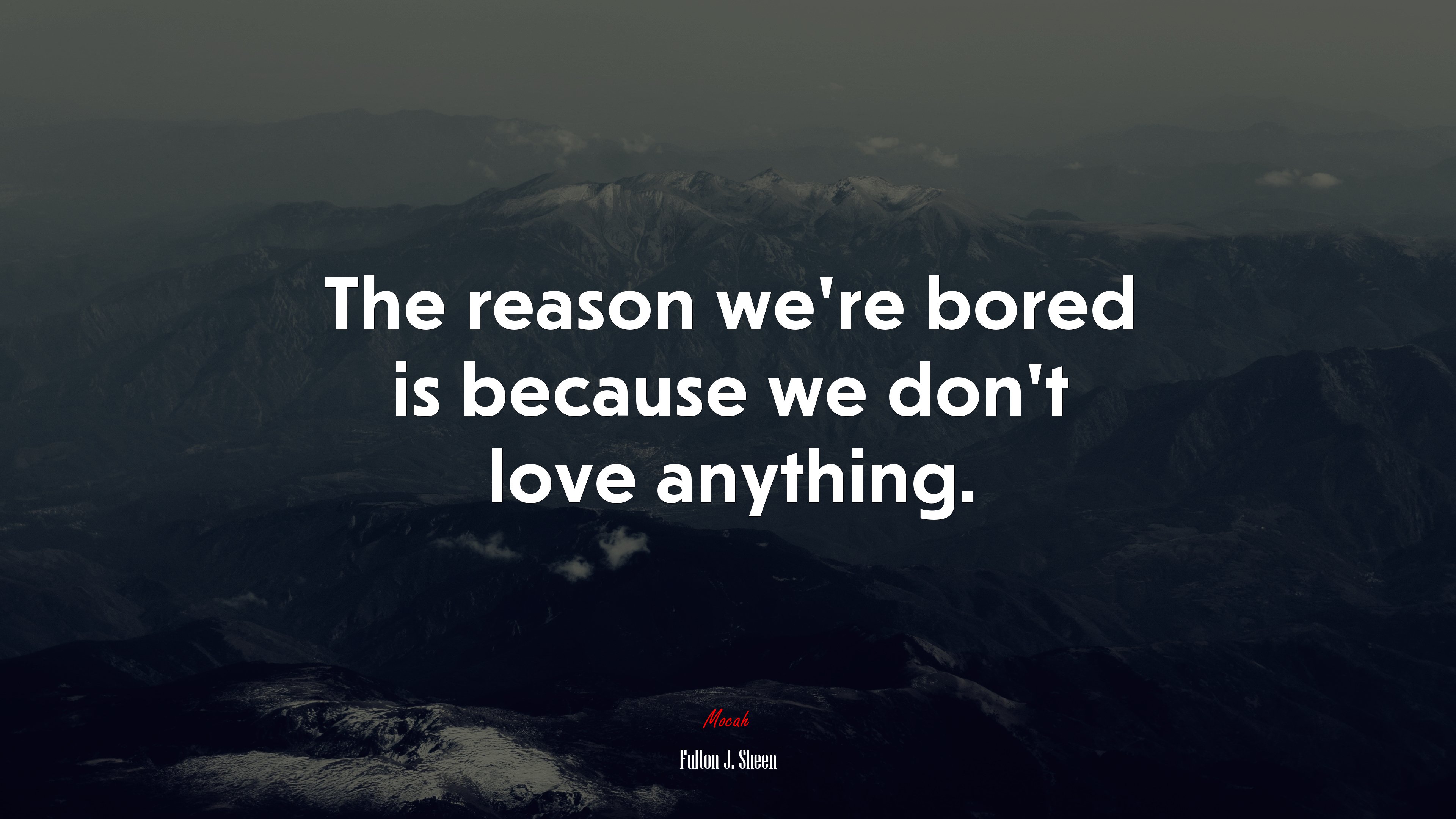 The reason we’re bored is because we don’t love anything. | Fulton J. Sheen quote HD Wallpaper