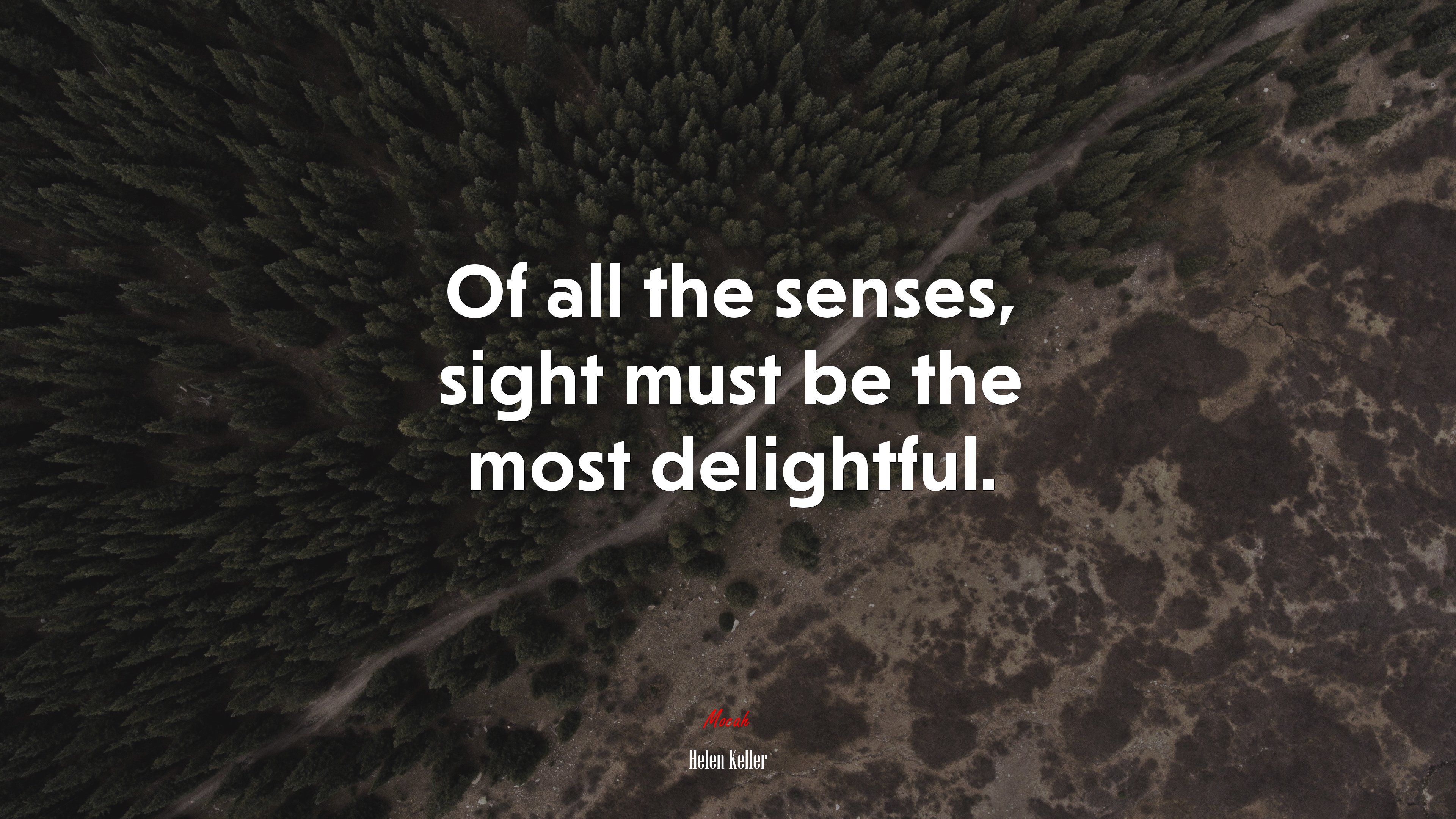 Of all the senses, sight must be the most delightful. | Helen Keller quote HD Wallpaper
