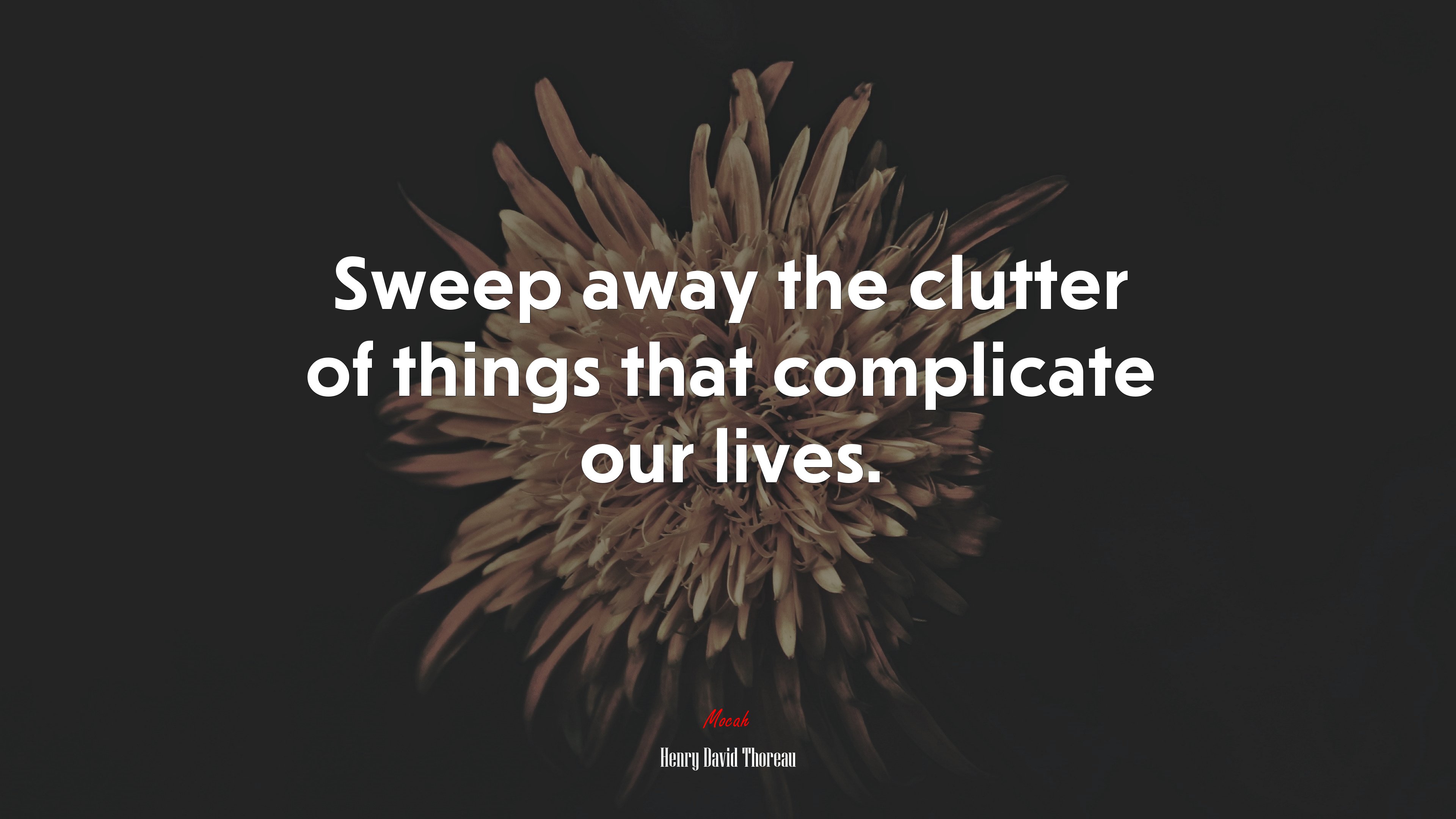 Sweep away the clutter of things that complicate our lives. | Henry David Thoreau quote HD Wallpaper