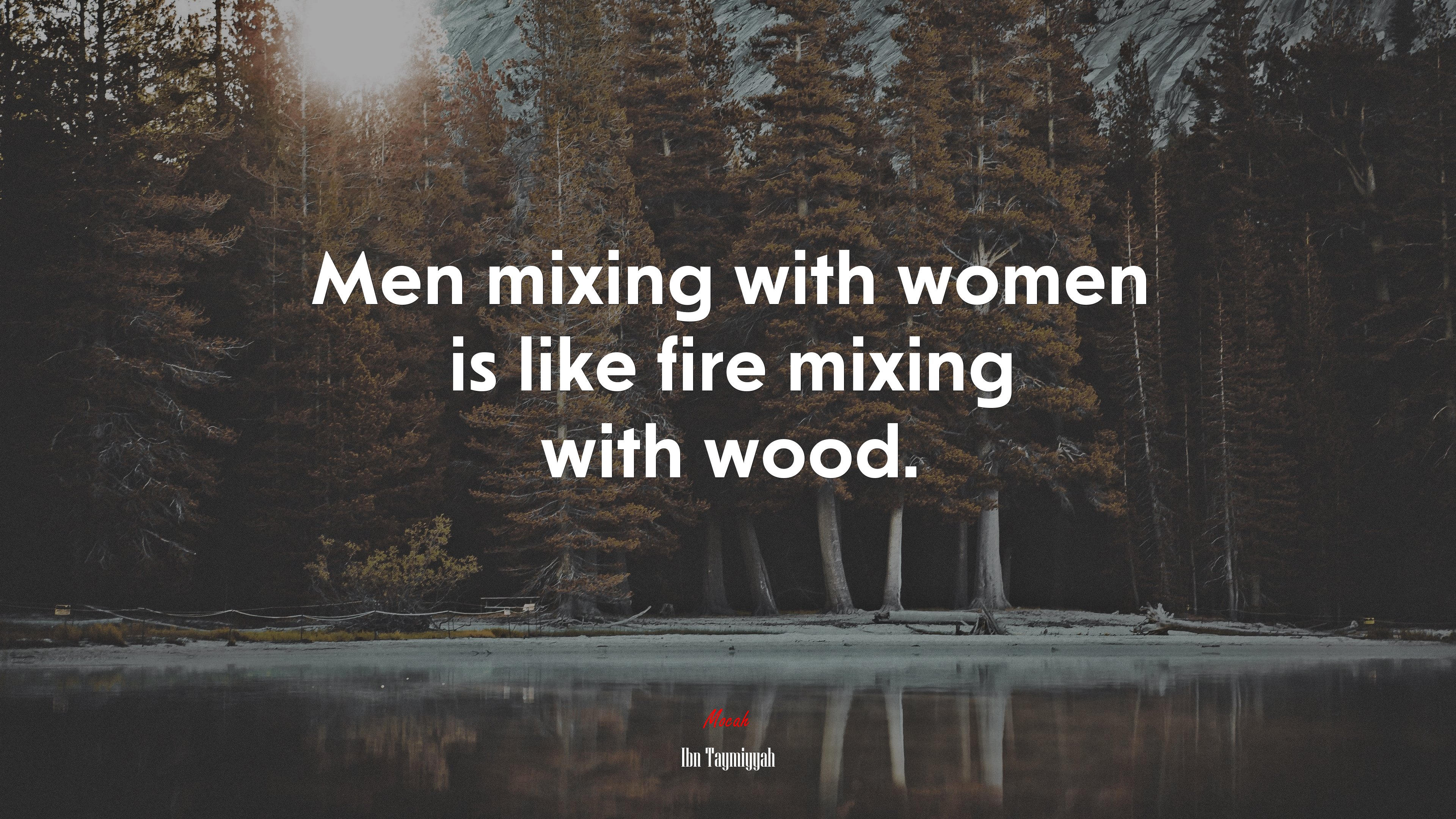 Men mixing with women is like fire mixing with wood. | Ibn Taymiyyah quote HD Wallpaper