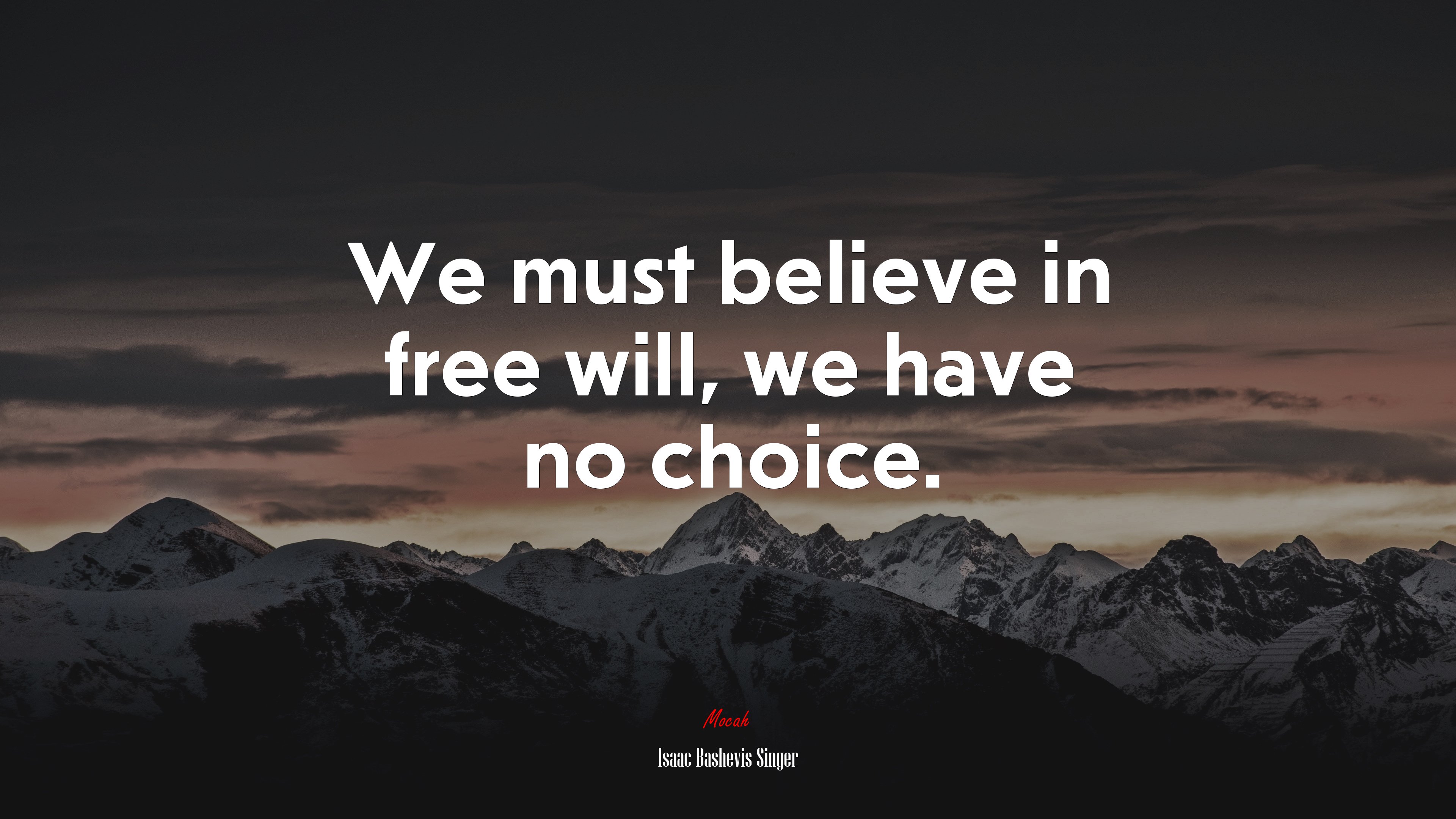 We must believe in free will, we have no choice. | Isaac Bashevis Singer quote HD Wallpaper