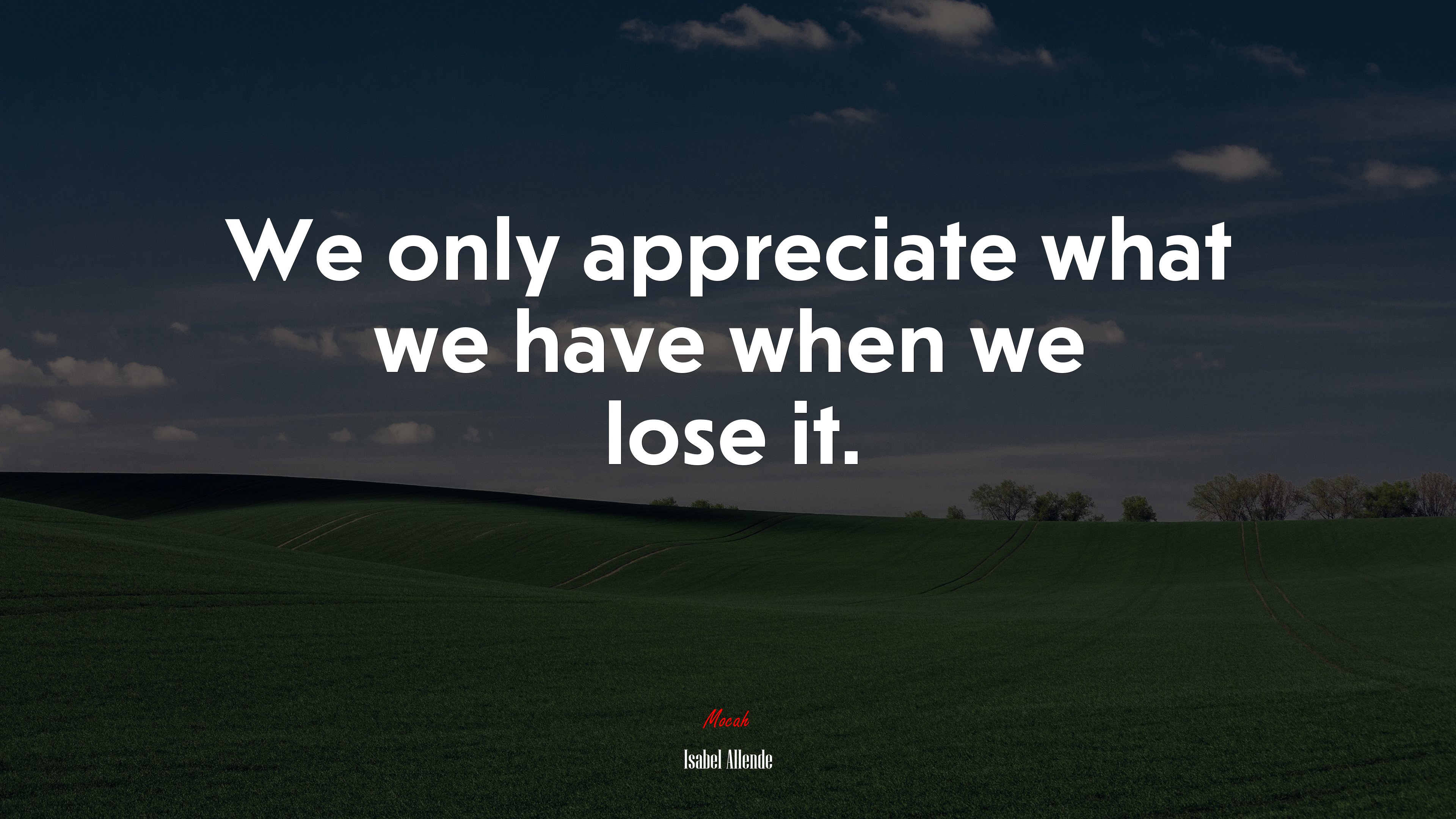 We only appreciate what we have when we lose it. | Isabel Allende quote HD Wallpaper