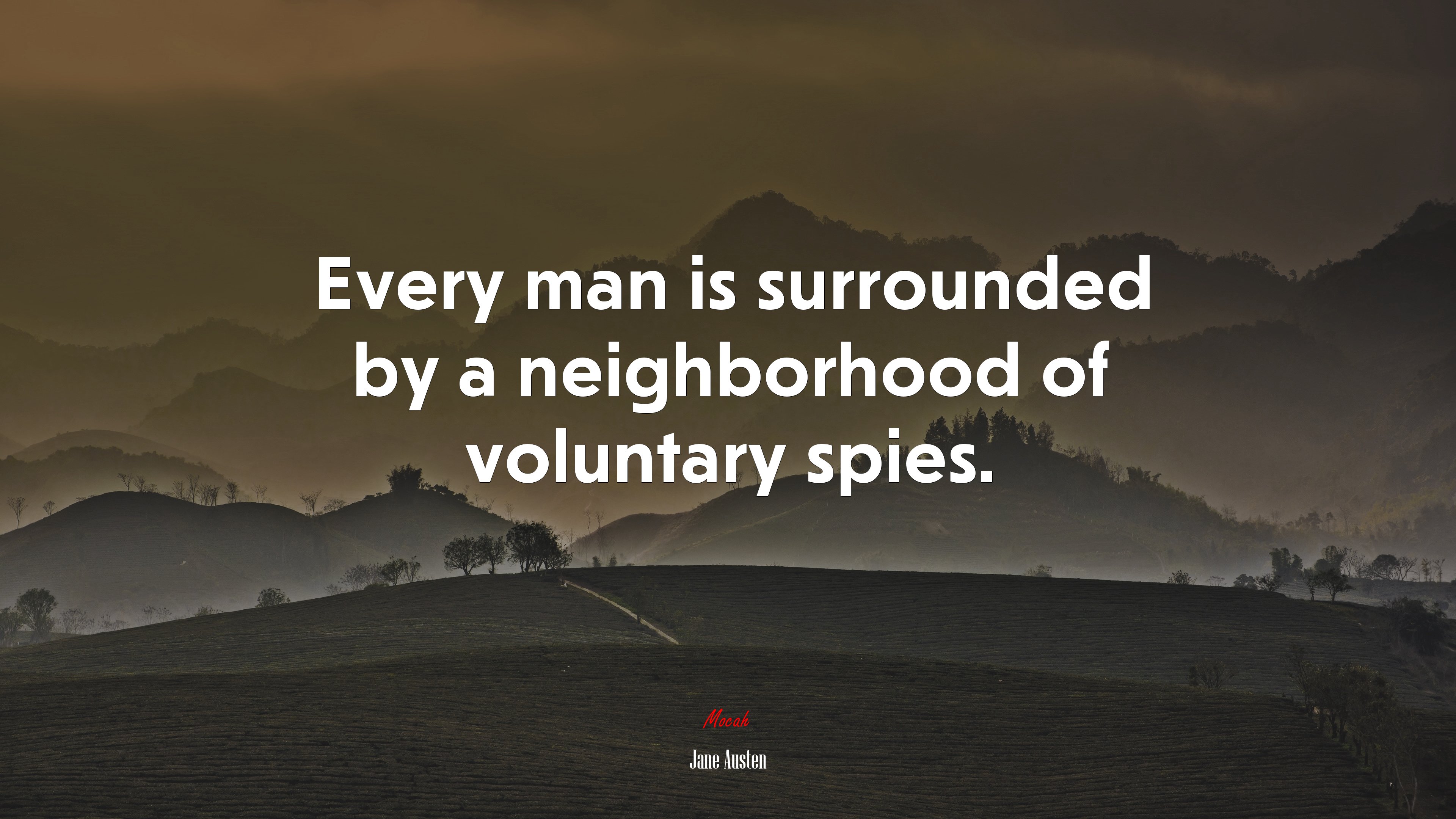 Every man is surrounded by a neighborhood of voluntary spies. | Jane Austen quote HD Wallpaper
