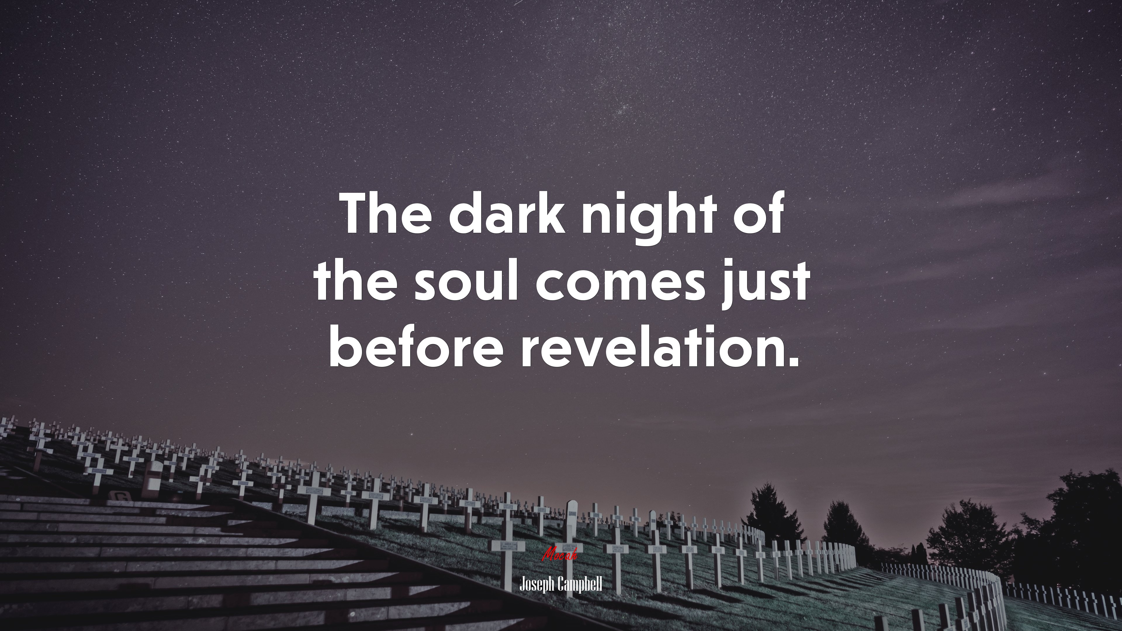 The dark night of the soul comes just before revelation. | Joseph Campbell quote HD Wallpaper