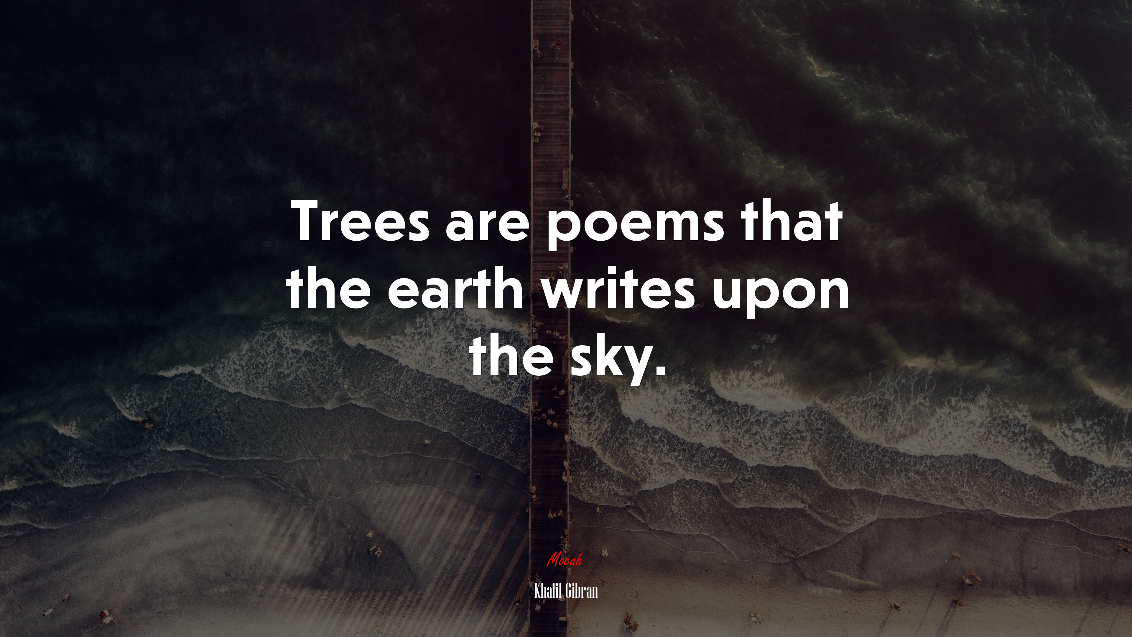 Trees are poems that the earth writes upon the sky. | Khalil Gibran quote HD Wallpaper