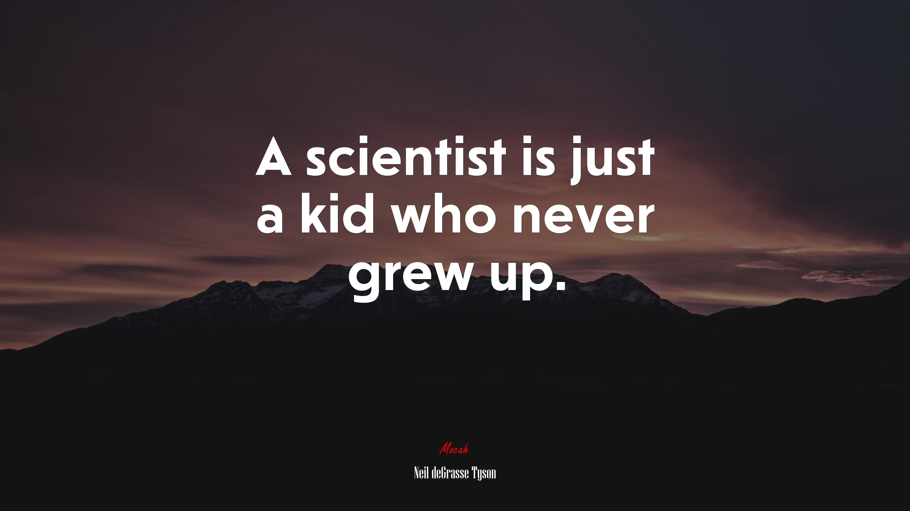 A scientist is just a kid who never grew up. | Neil deGrasse Tyson quote HD Wallpaper