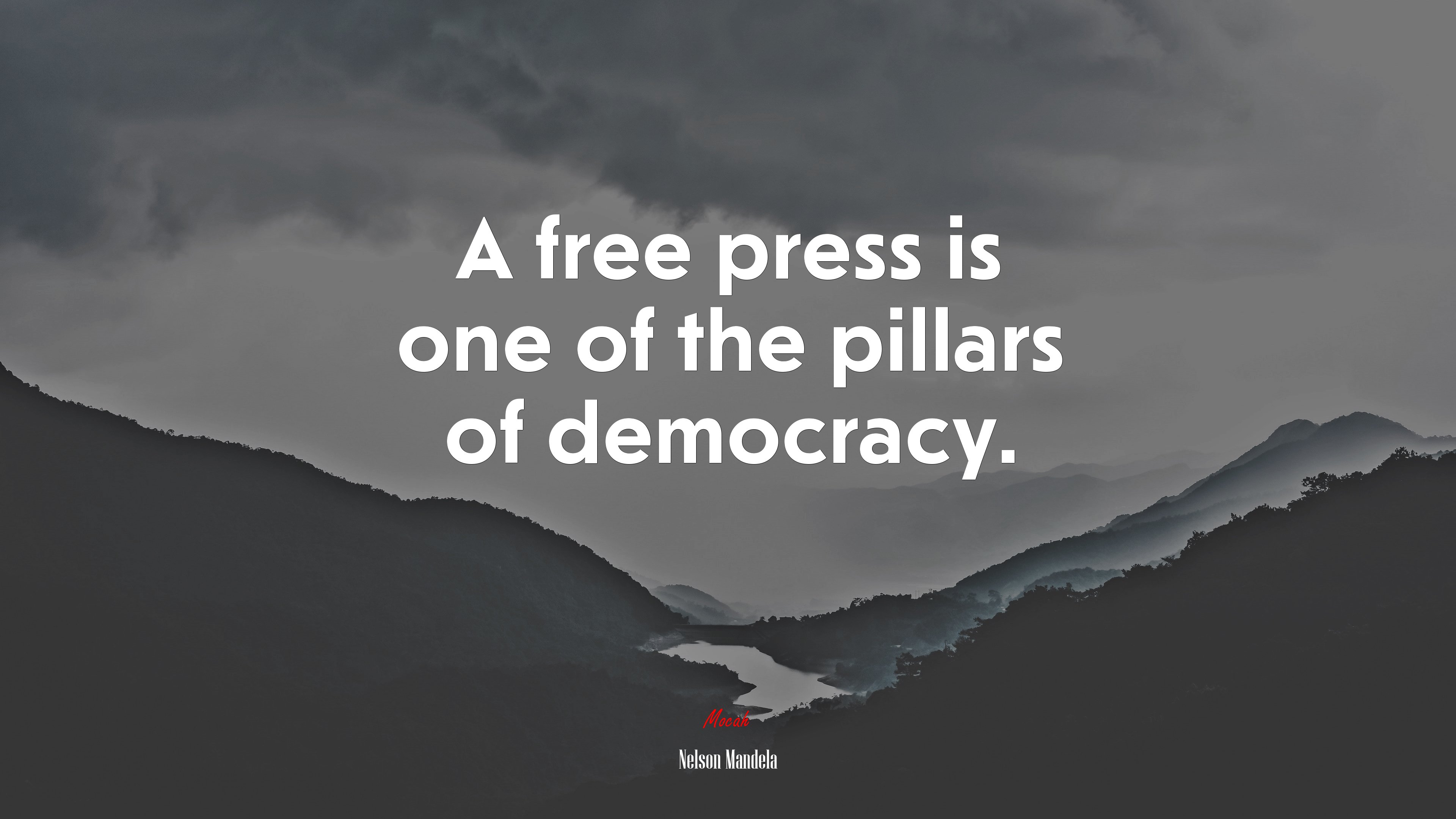 A free press is one of the pillars of democracy. | Nelson Mandela quote HD Wallpaper