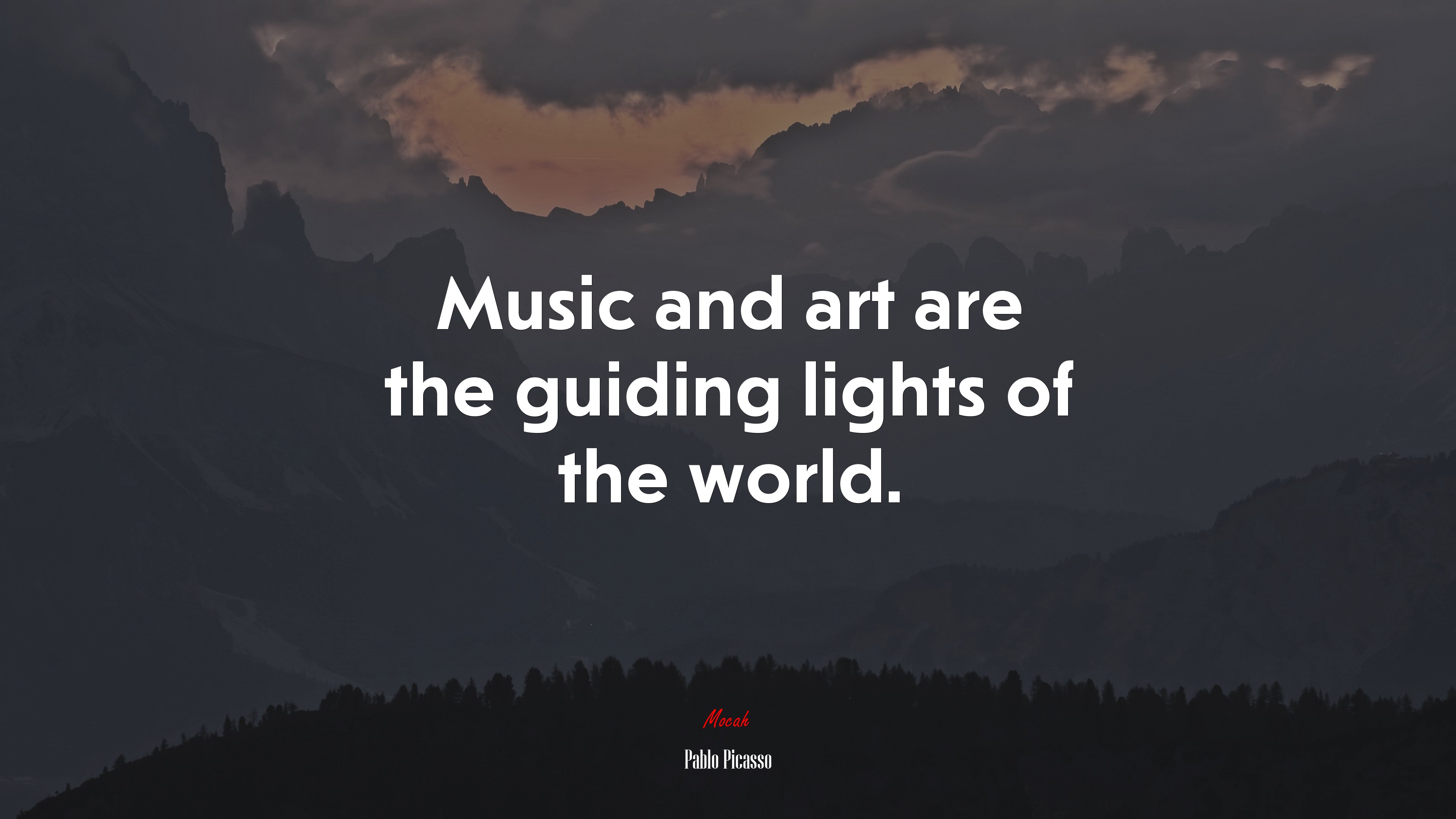 Music and art are the guiding lights of the world. | Pablo Picasso quote HD Wallpaper