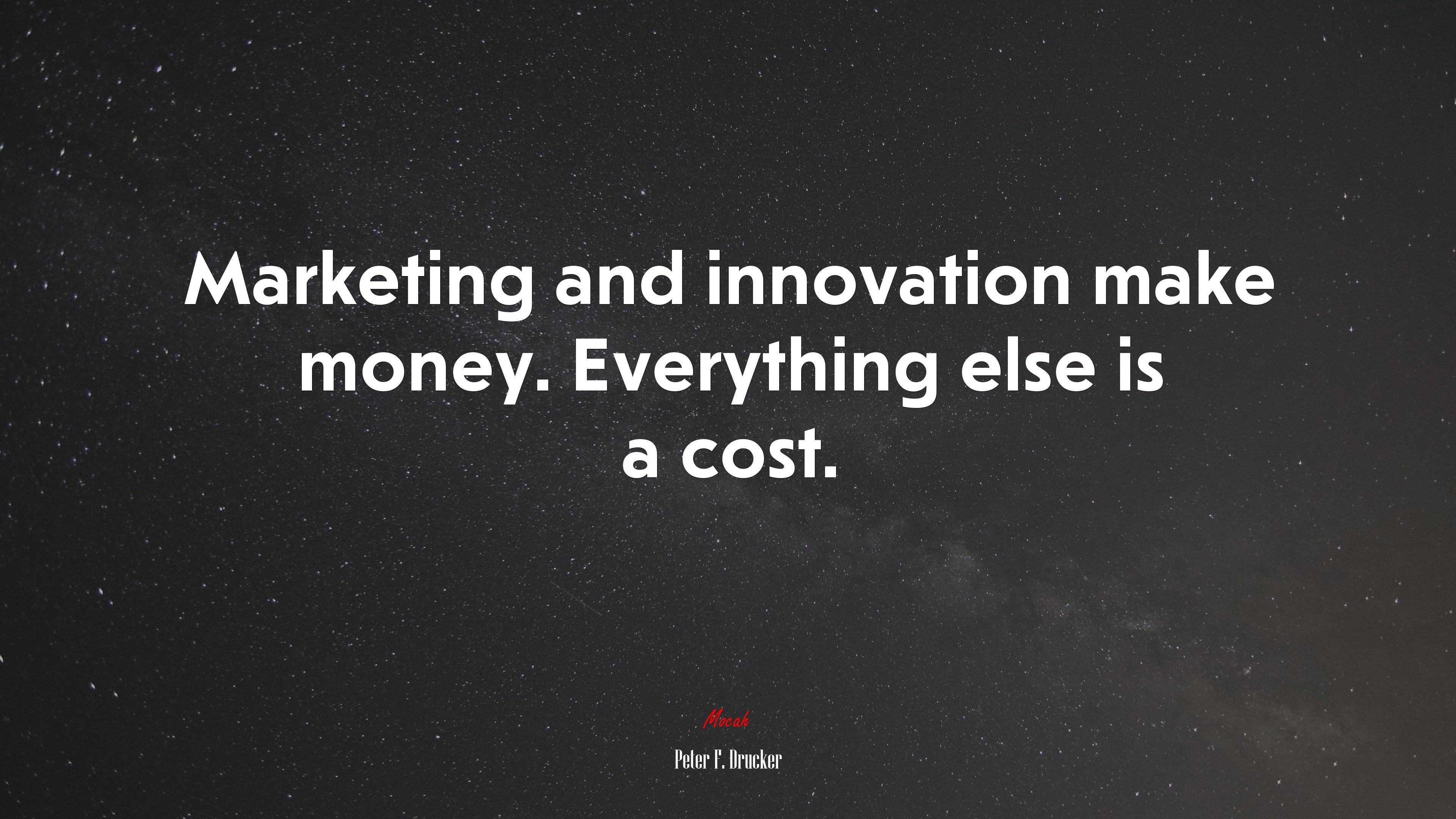 Marketing and innovation make money. Everything else is a cost. | Peter F. Drucker quote HD Wallpaper