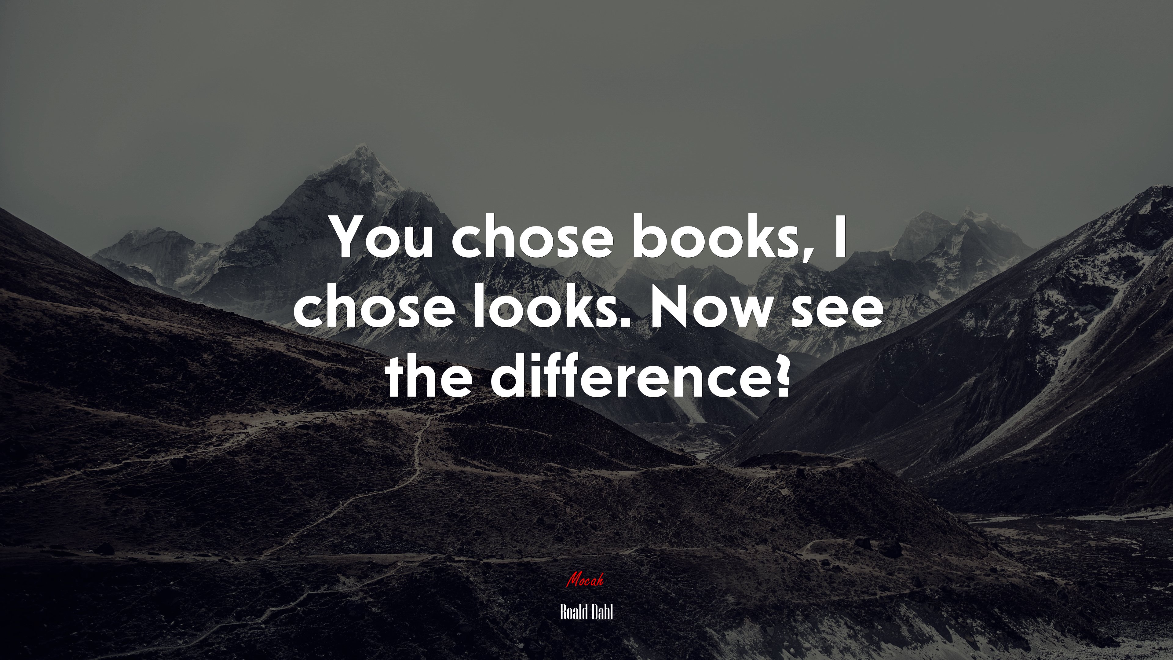 You chose books, I chose looks. Now see the difference? | Roald Dahl quote HD Wallpaper