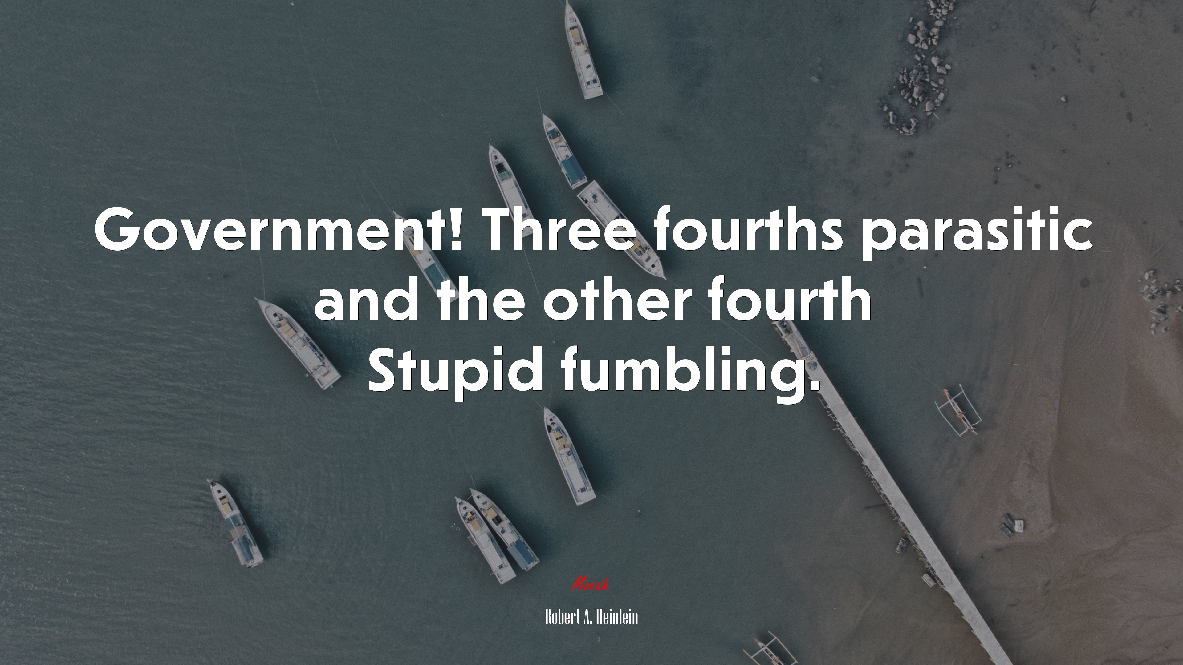 Government! Three fourths parasitic and the other fourth Stupid fumbling. | Robert A. Heinlein quote HD Wallpaper