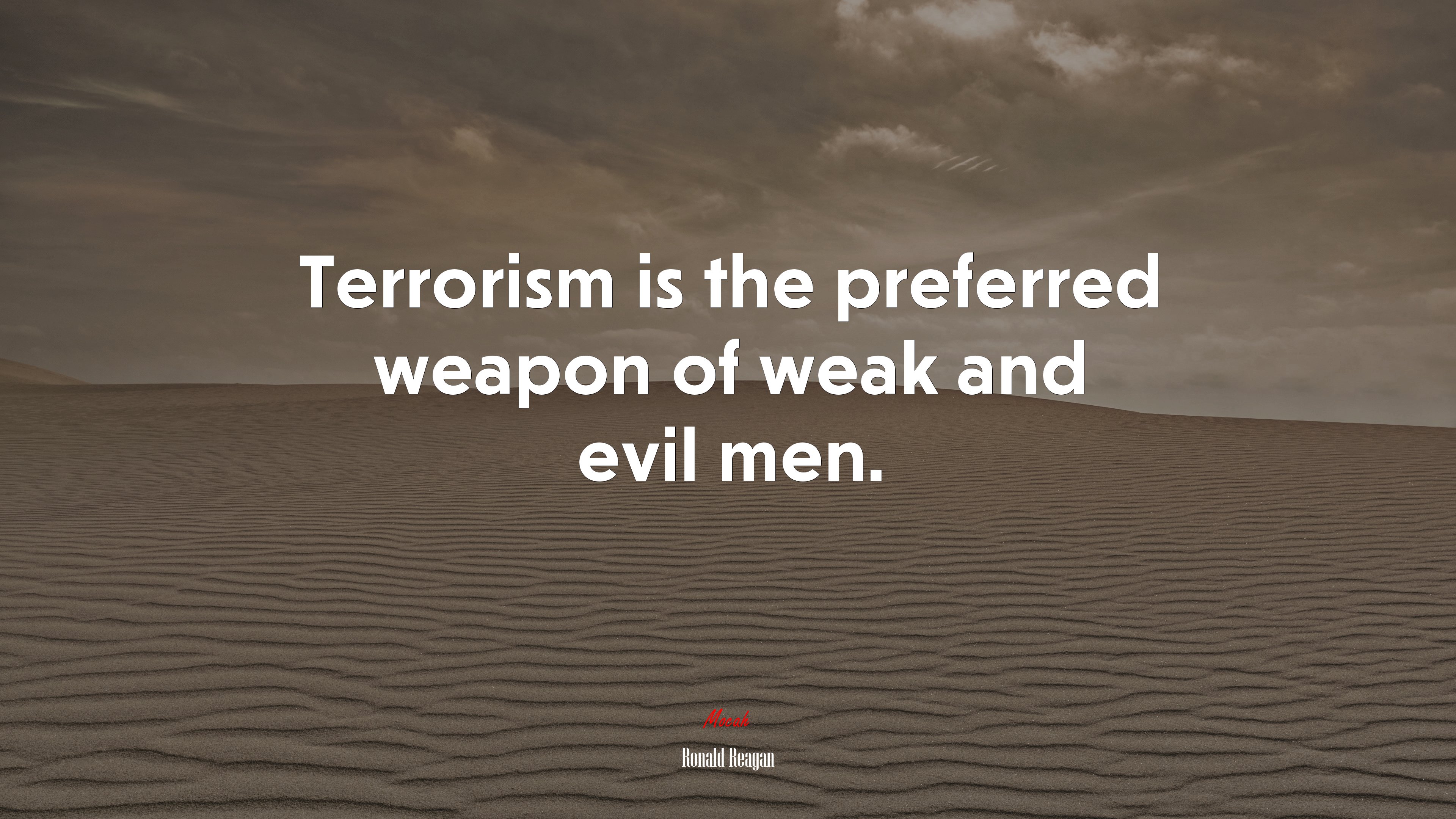 Terrorism is the preferred weapon of weak and evil men. | Ronald Reagan quote HD Wallpaper