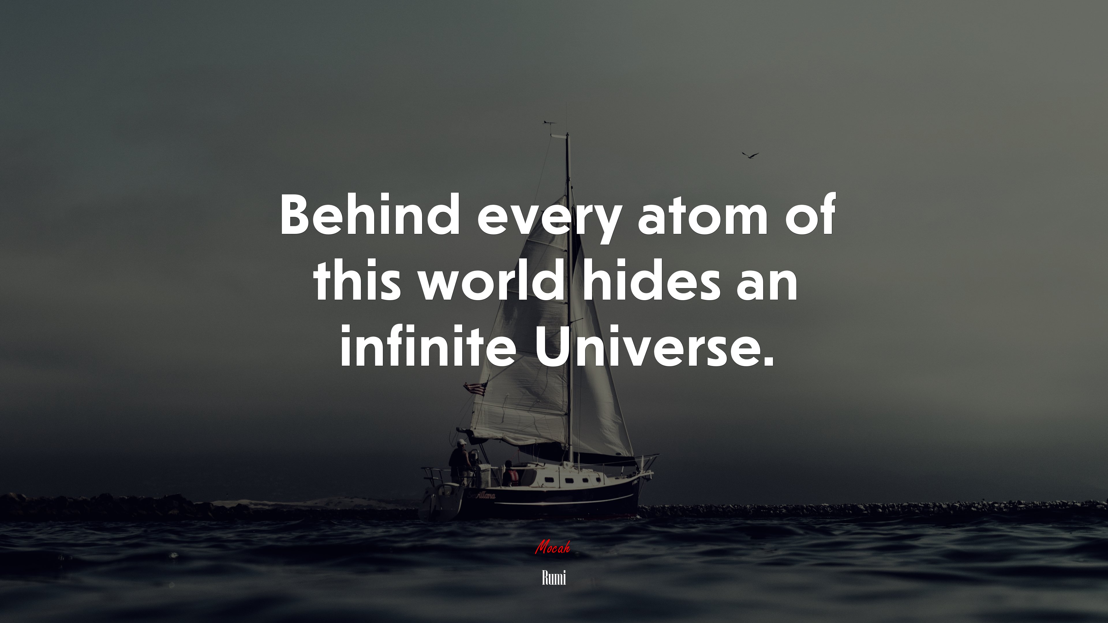 Behind every atom of this world hides an infinite Universe. | Rumi quote HD Wallpaper
