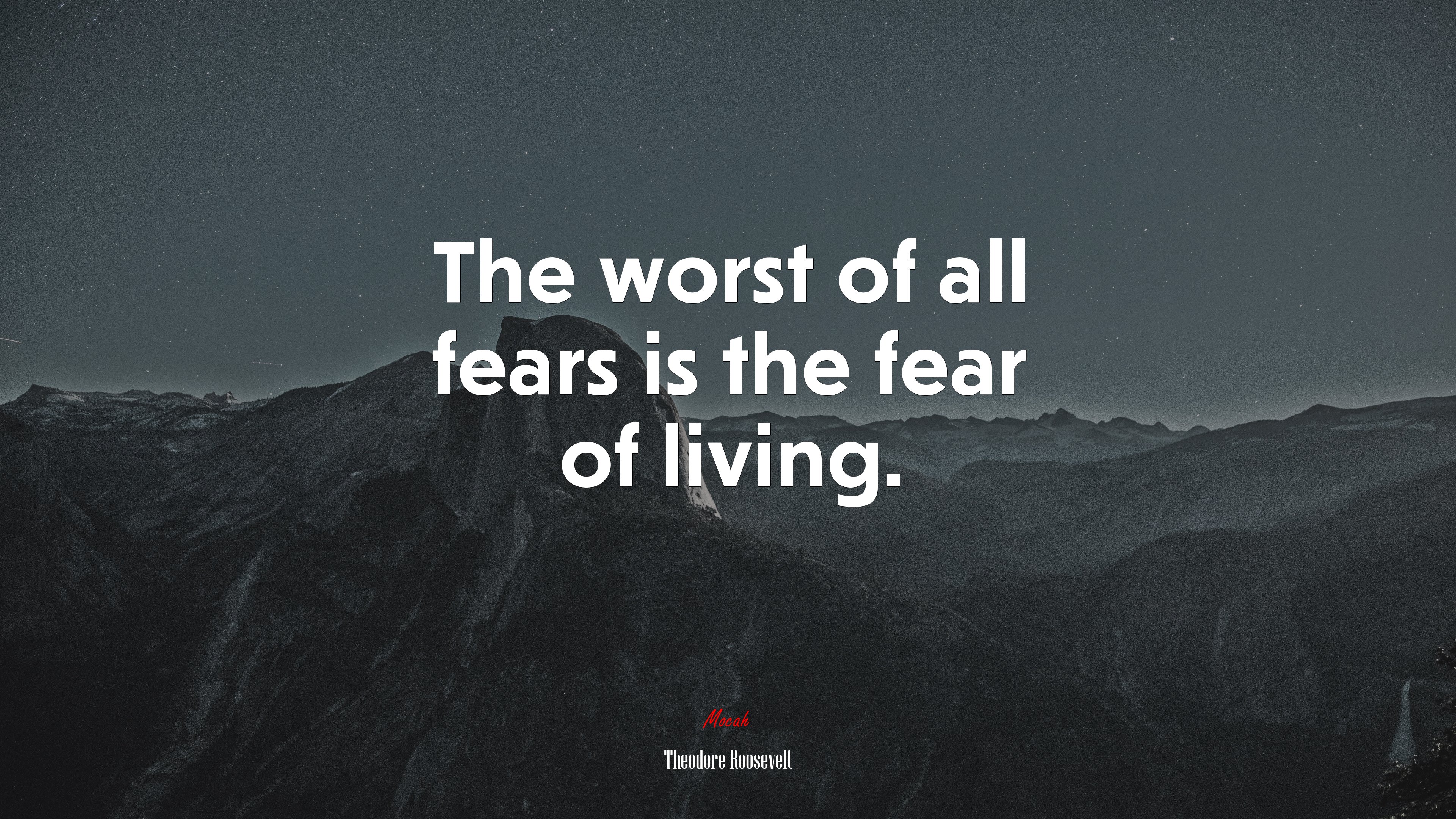 The worst of all fears is the fear of living. | Theodore Roosevelt quote HD Wallpaper