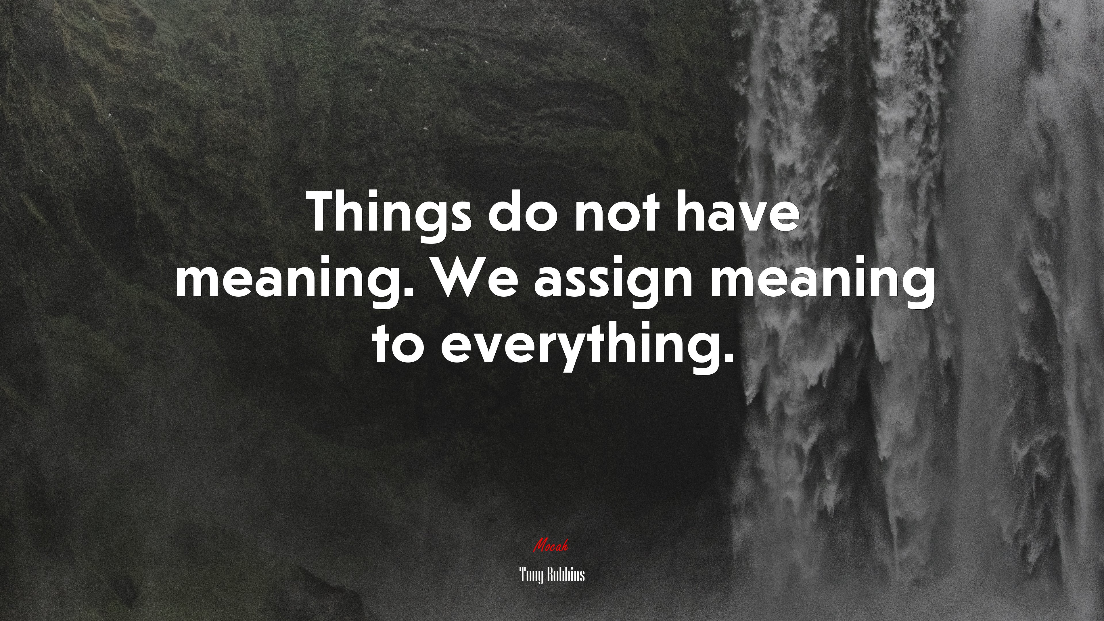 Things do not have meaning. We assign meaning to everything. | Tony Robbins quote HD Wallpaper