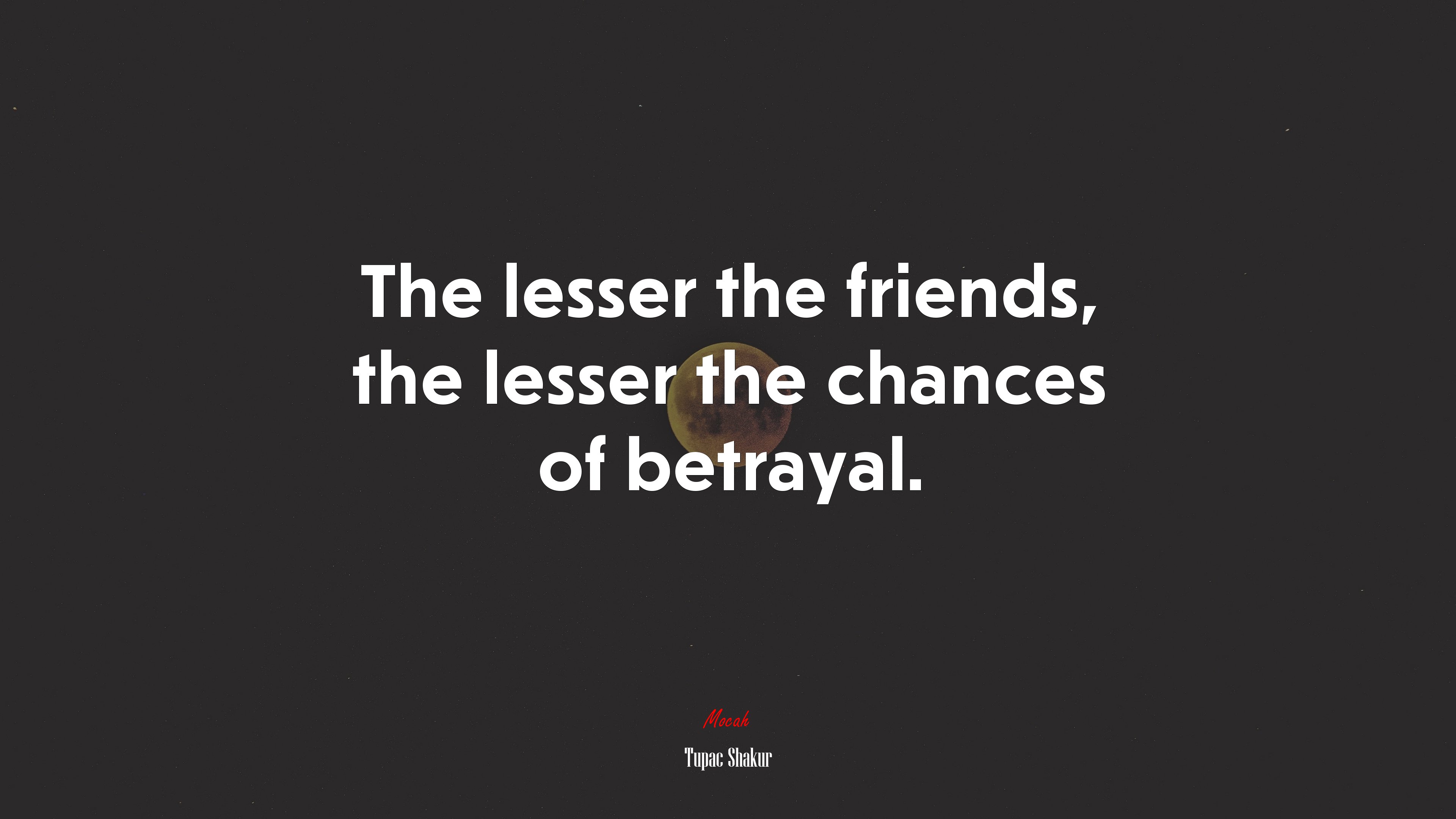 The lesser the friends, the lesser the chances of betrayal. | Tupac Shakur quote HD Wallpaper