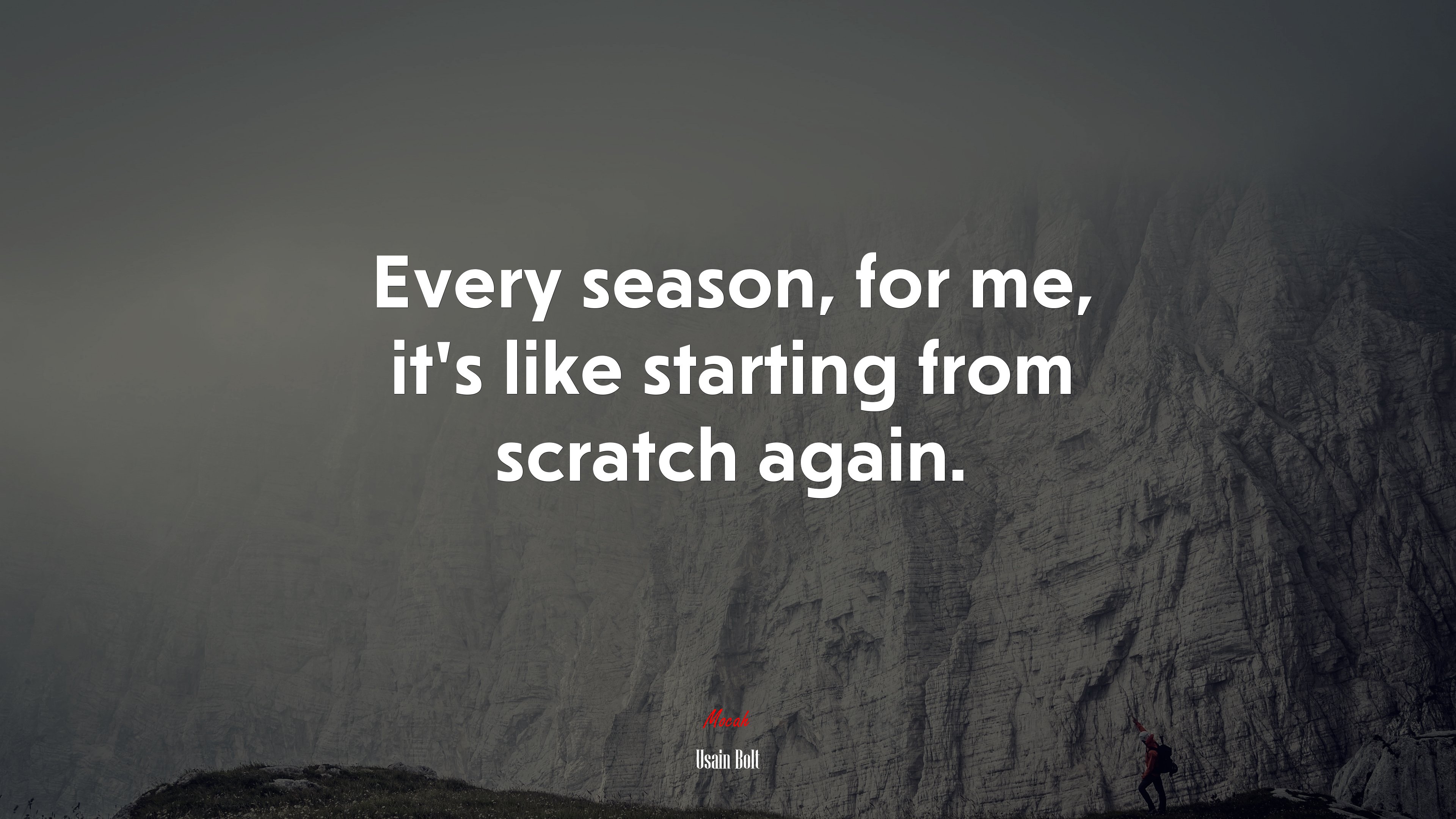 Every season, for me, it’s like starting from scratch again. | Usain Bolt quote HD Wallpaper