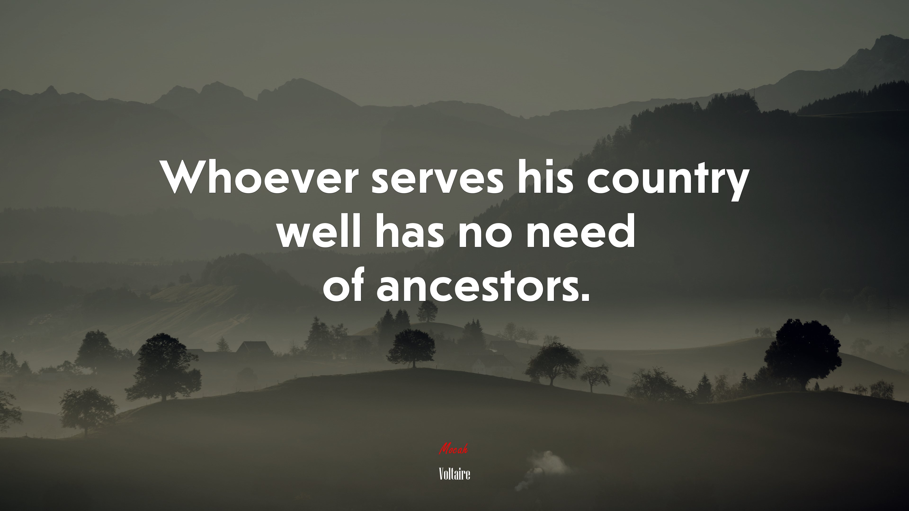 Whoever serves his country well has no need of ancestors. | Voltaire quote HD Wallpaper