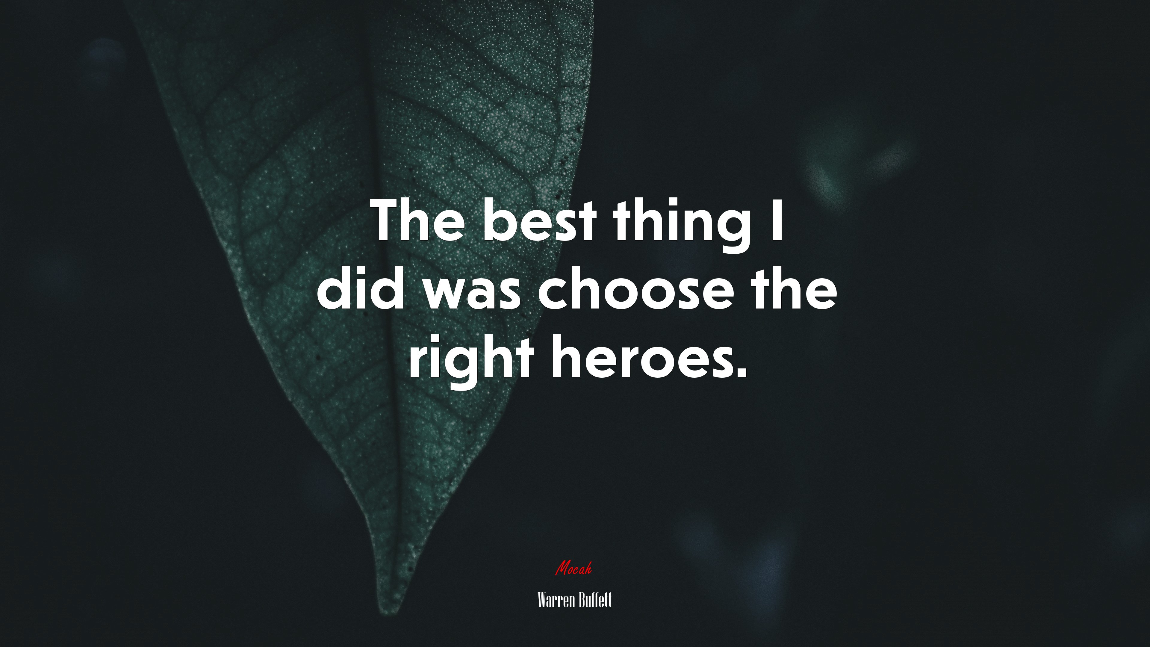 The best thing I did was choose the right heroes. | Warren Buffett quote HD Wallpaper