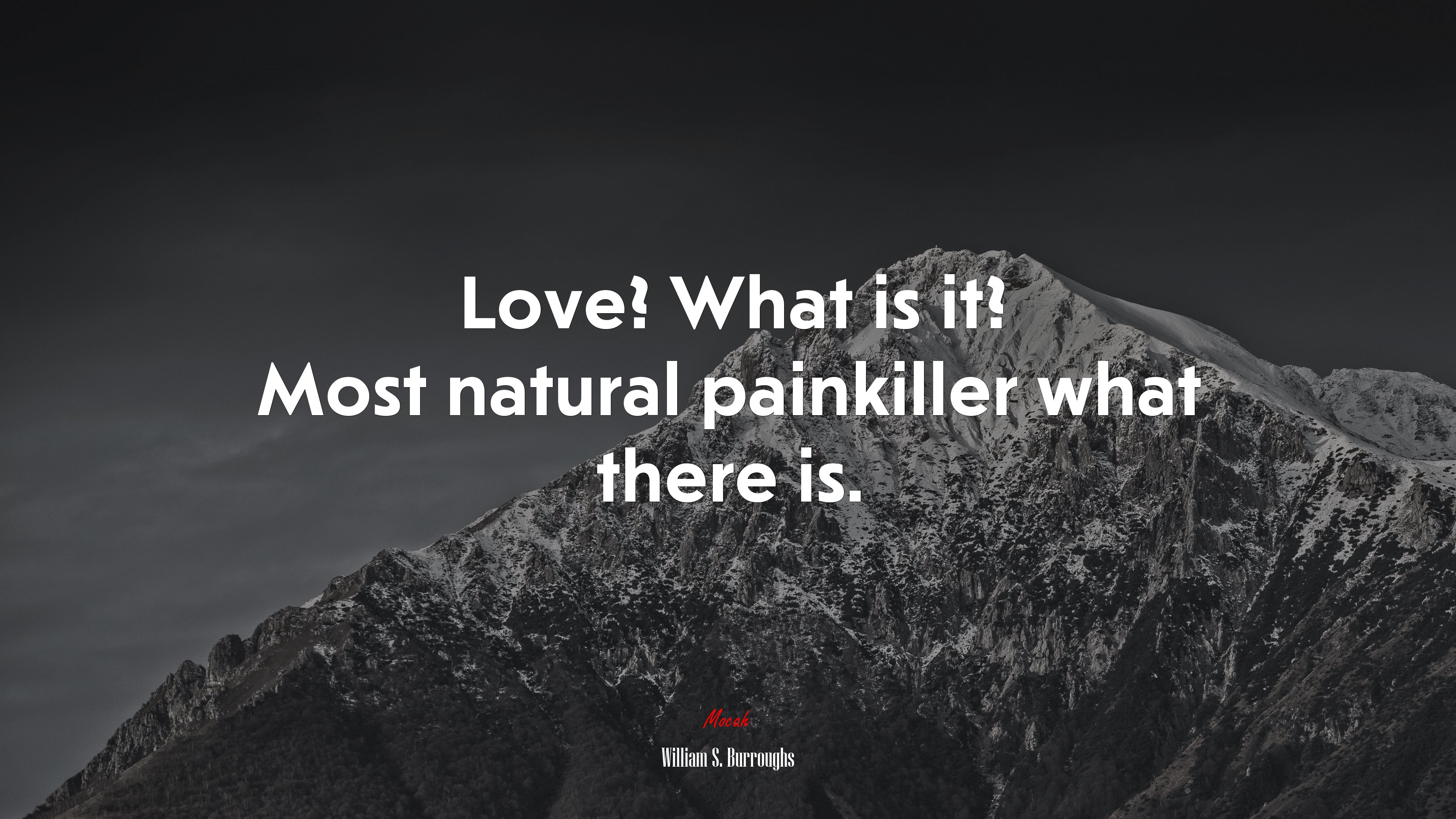 Love? What is it? Most natural painkiller what there is. | William S. Burroughs quote HD Wallpaper