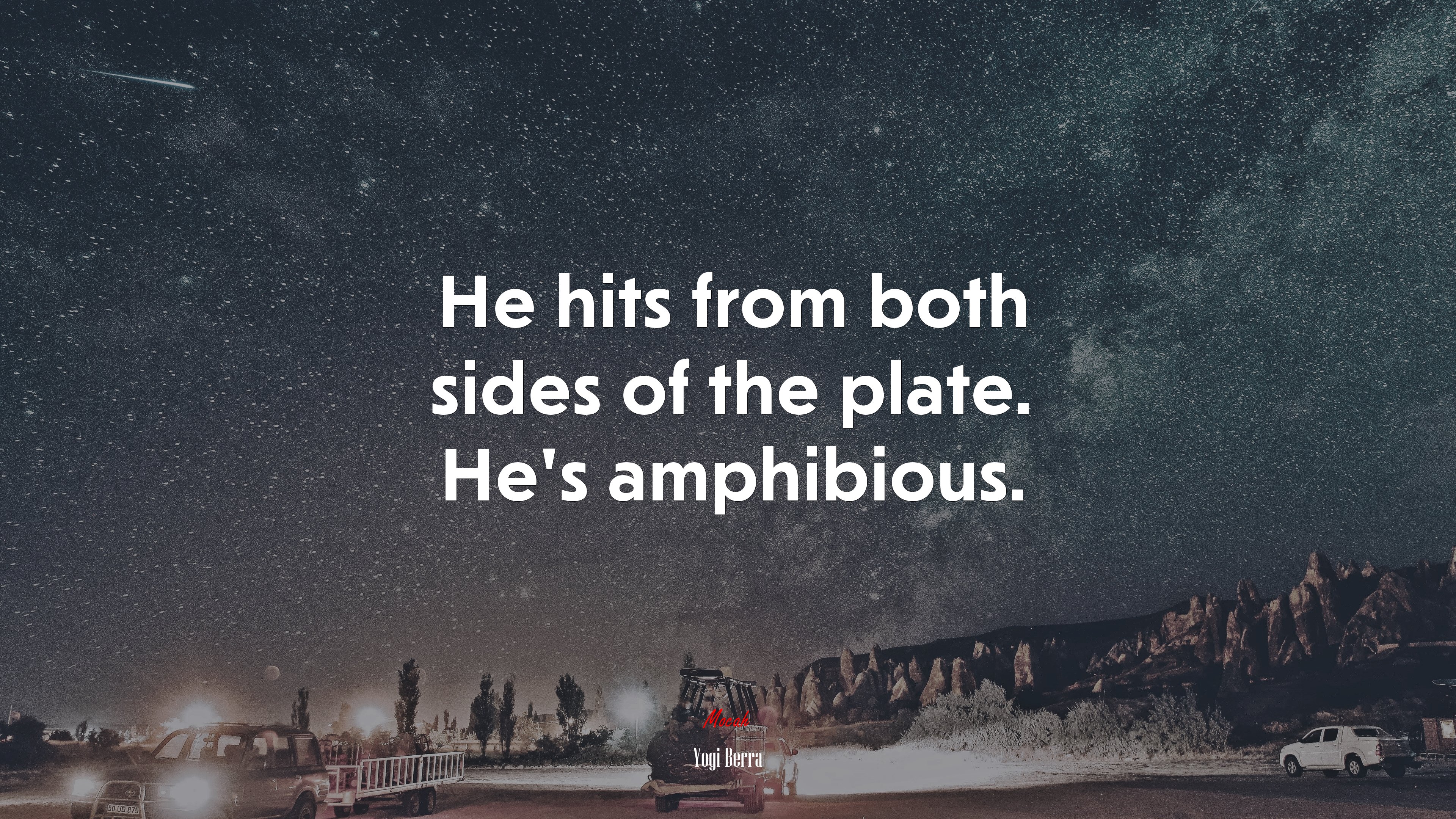 He hits from both sides of the plate. He’s amphibious. | Yogi Berra quote HD Wallpaper