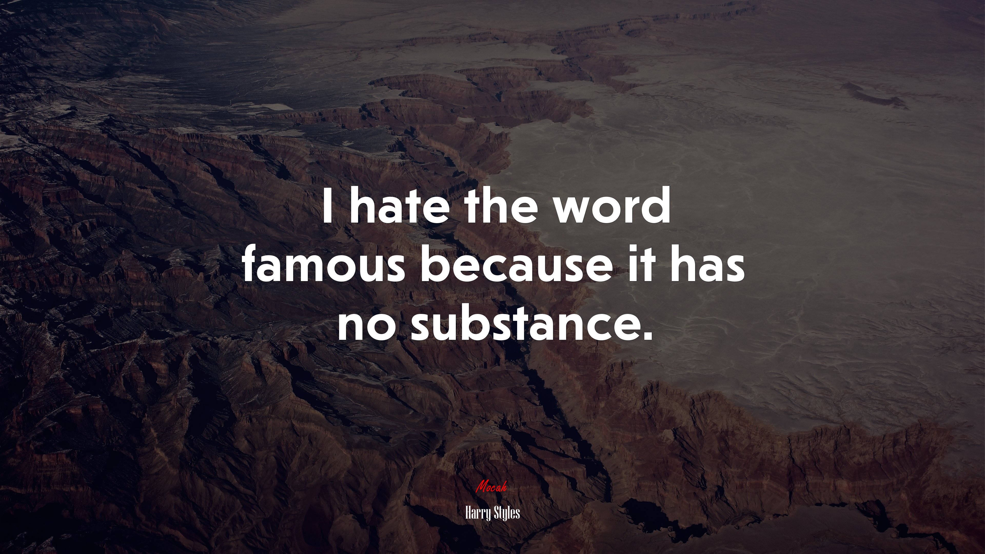 I hate the word famous because it has no substance. | Harry Styles quote HD Wallpaper