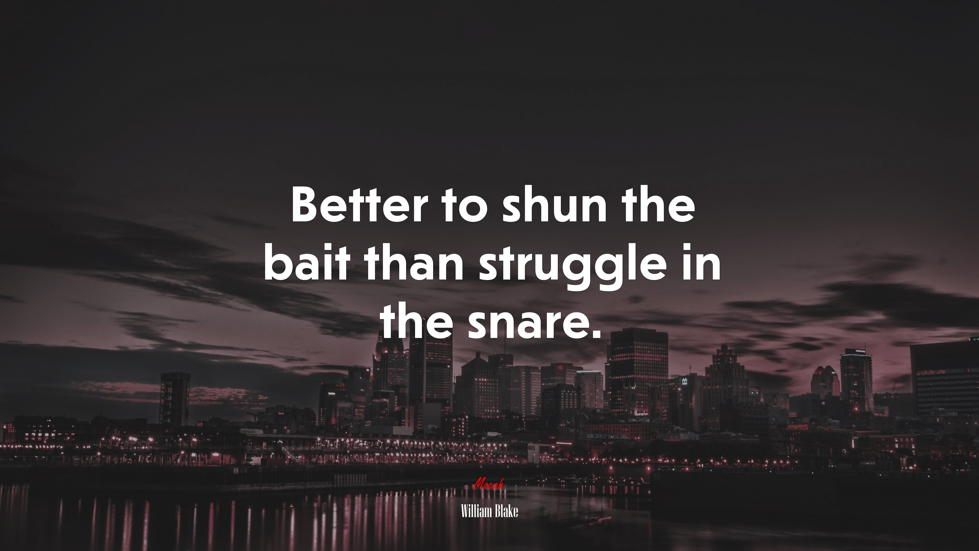 Better to shun the bait than struggle in the snare. | William Blake quote HD Wallpaper