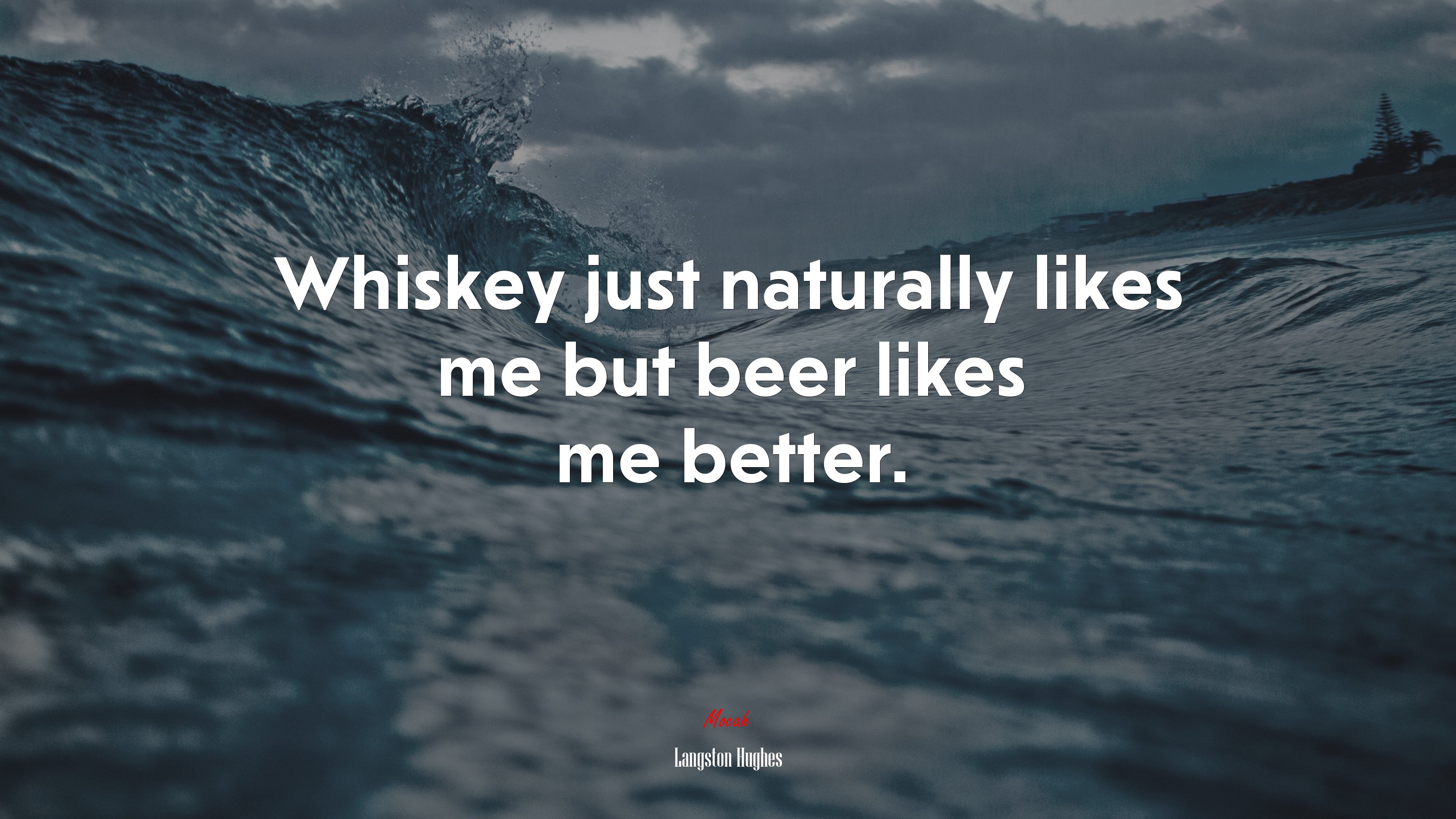 Whiskey just naturally likes me but beer likes me better. | Langston Hughes quote HD Wallpaper
