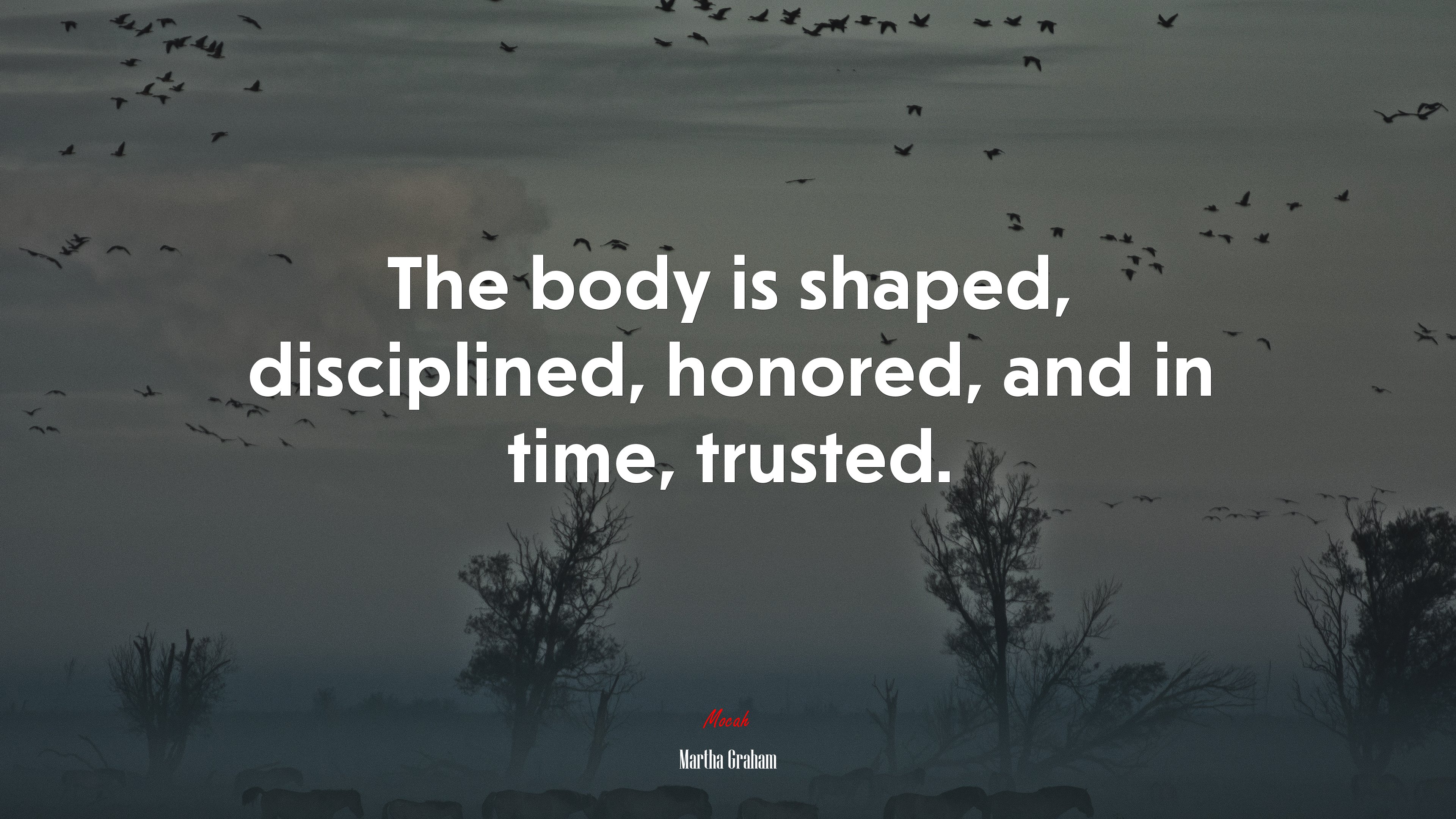 The body is shaped, disciplined, honored, and in time, trusted. | Martha Graham quote HD Wallpaper