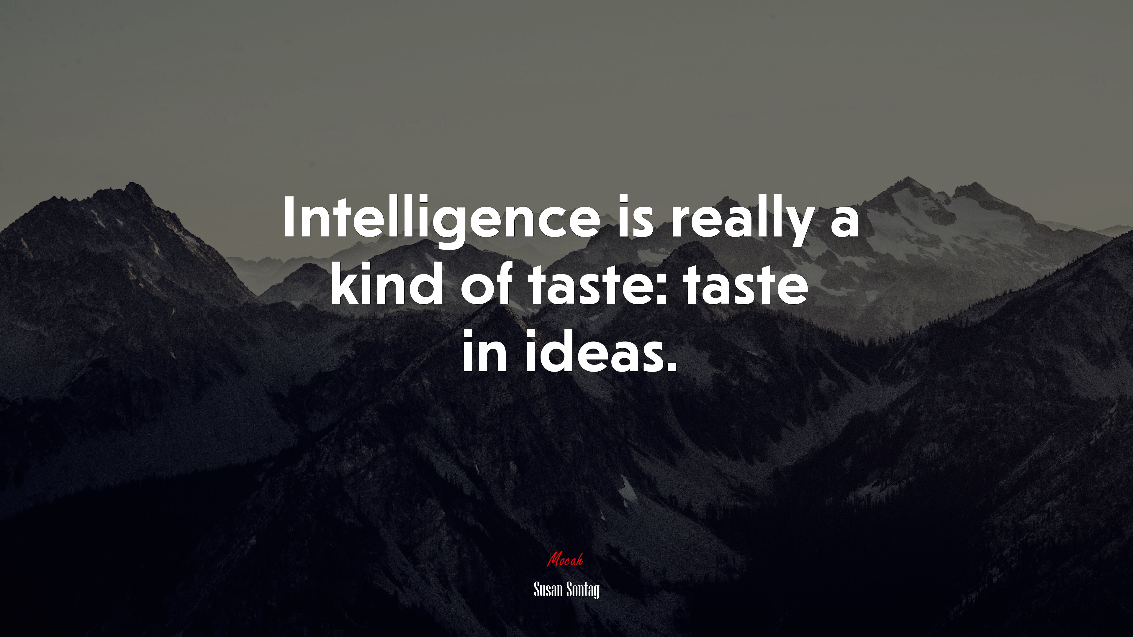 Intelligence is really a kind of taste: taste in ideas. | Susan Sontag quote HD Wallpaper