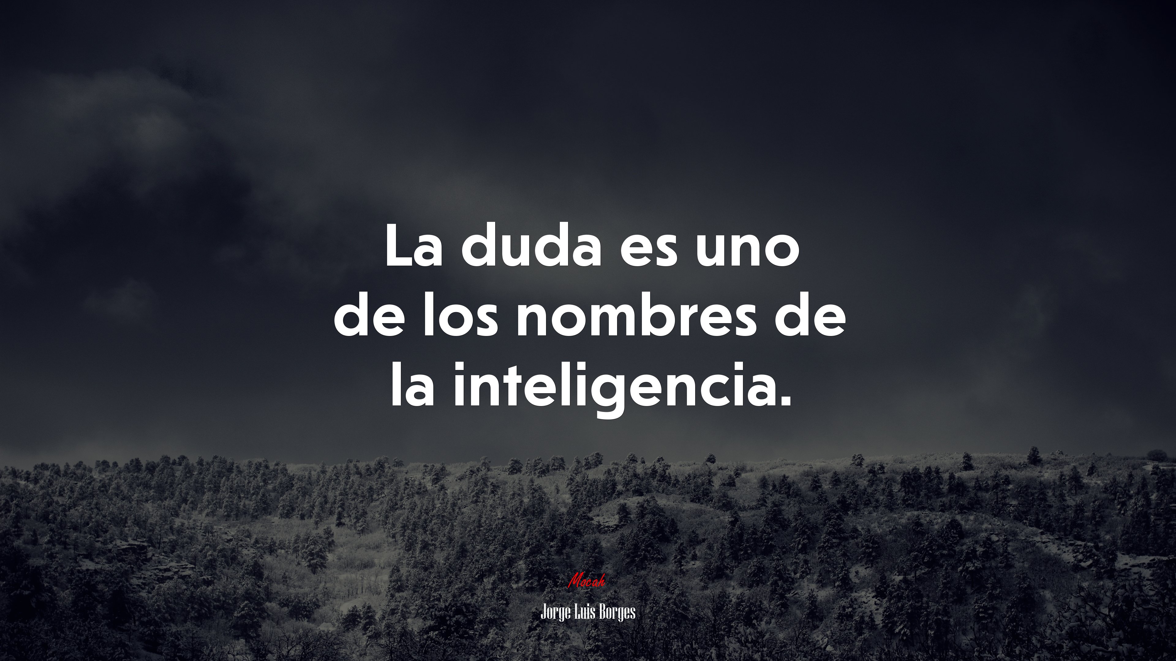 La duda es uno de los nombres de la inteligencia. | Jorge Luis Borges quote HD Wallpaper