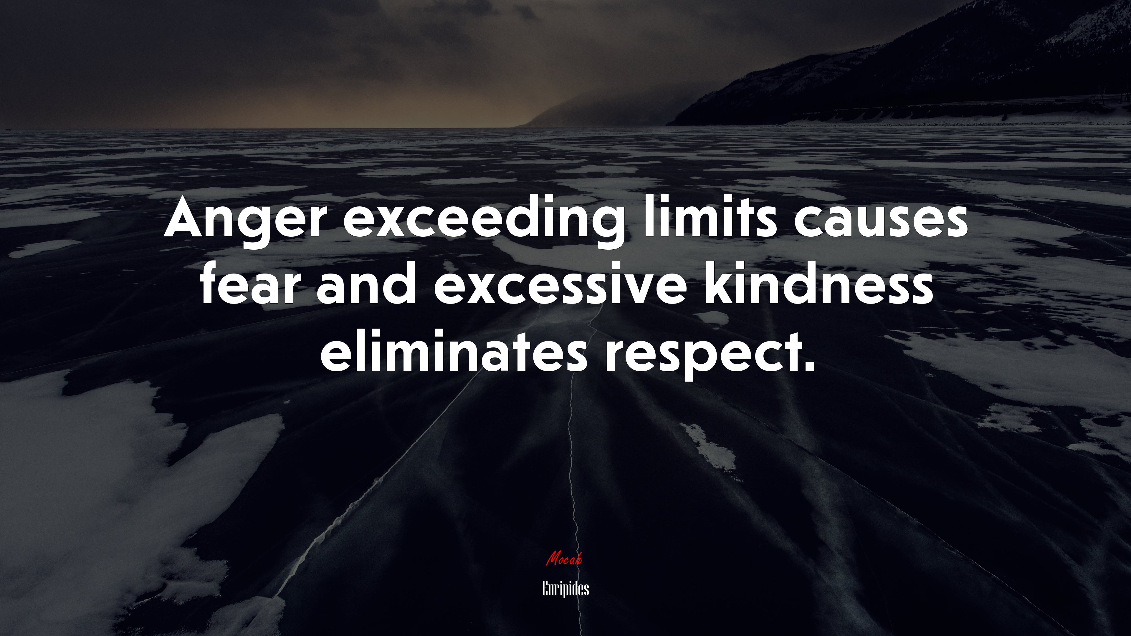 Anger exceeding limits causes fear and excessive kindness eliminates respect. | Euripides quote HD Wallpaper
