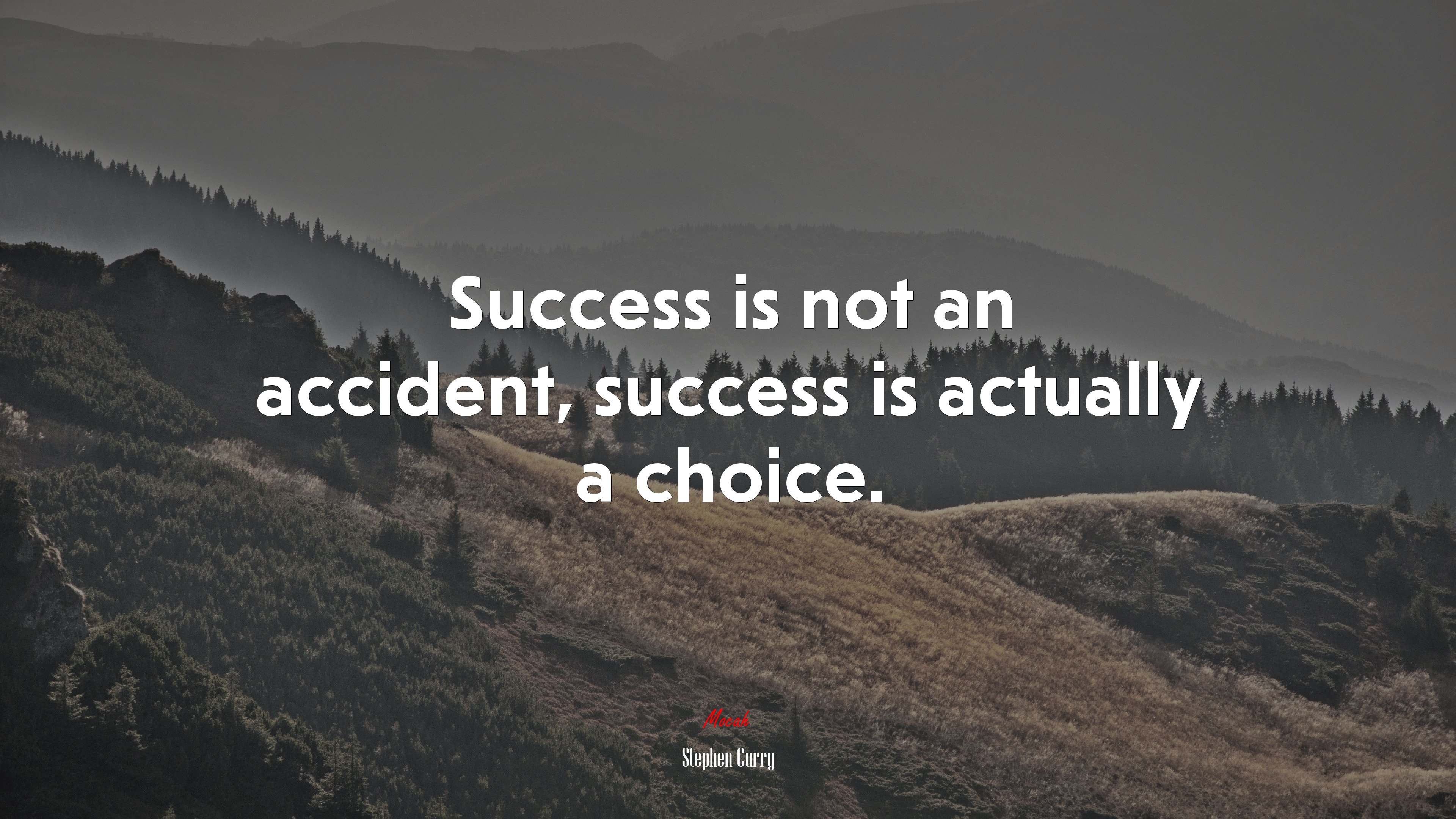 Success is not an accident, success is actually a choice. | Stephen Curry quote HD Wallpaper