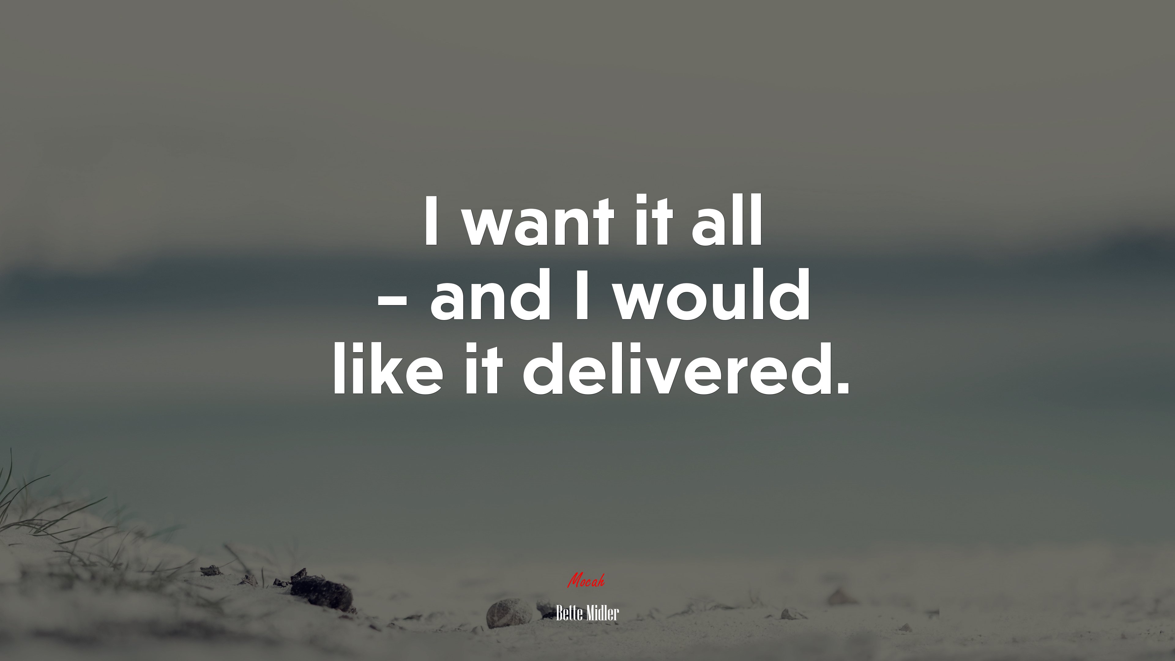 I want it all – and I would like it delivered. | Bette Midler quote HD Wallpaper