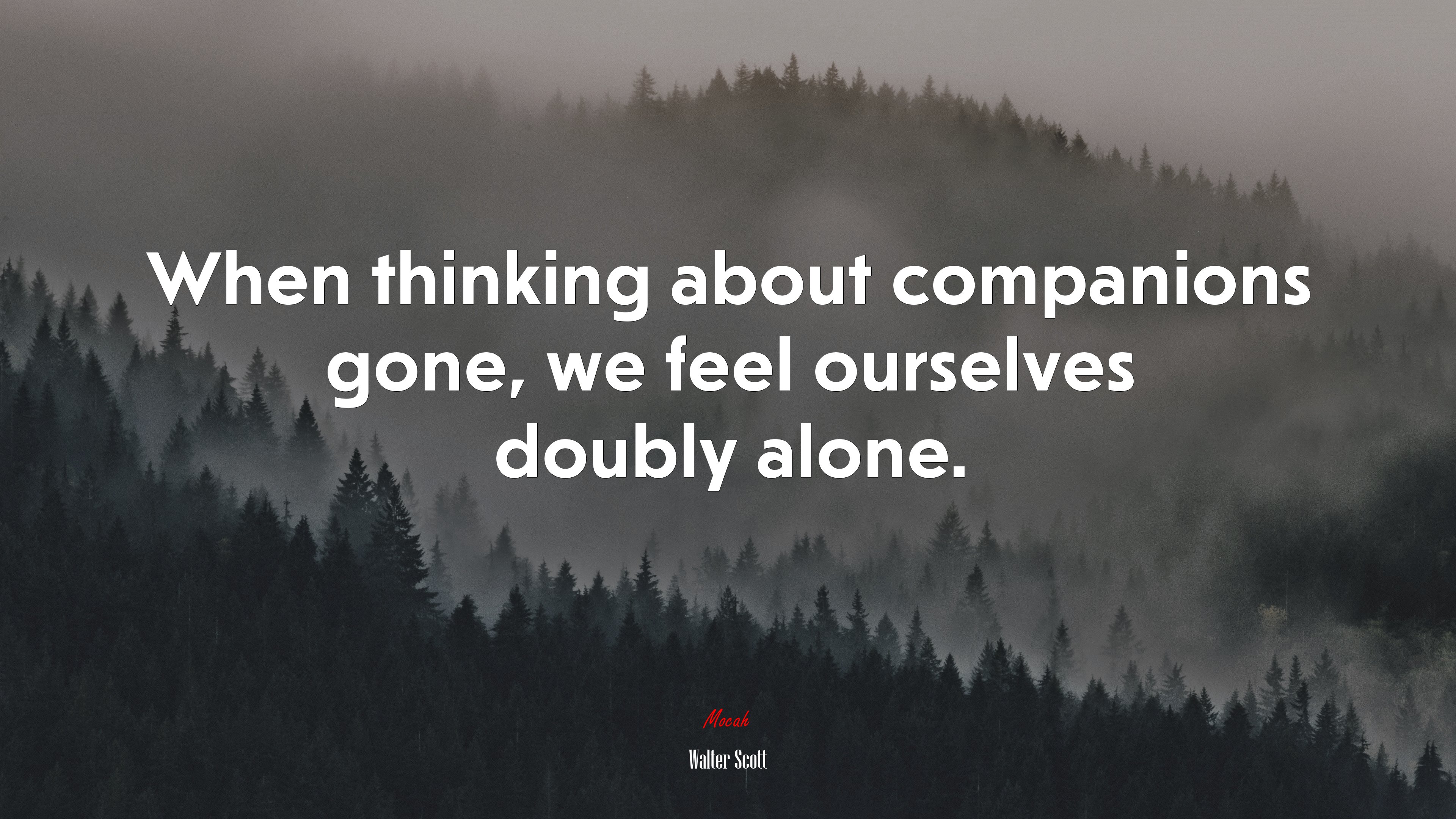 When thinking about companions gone, we feel ourselves doubly alone. | Walter Scott quote HD Wallpaper